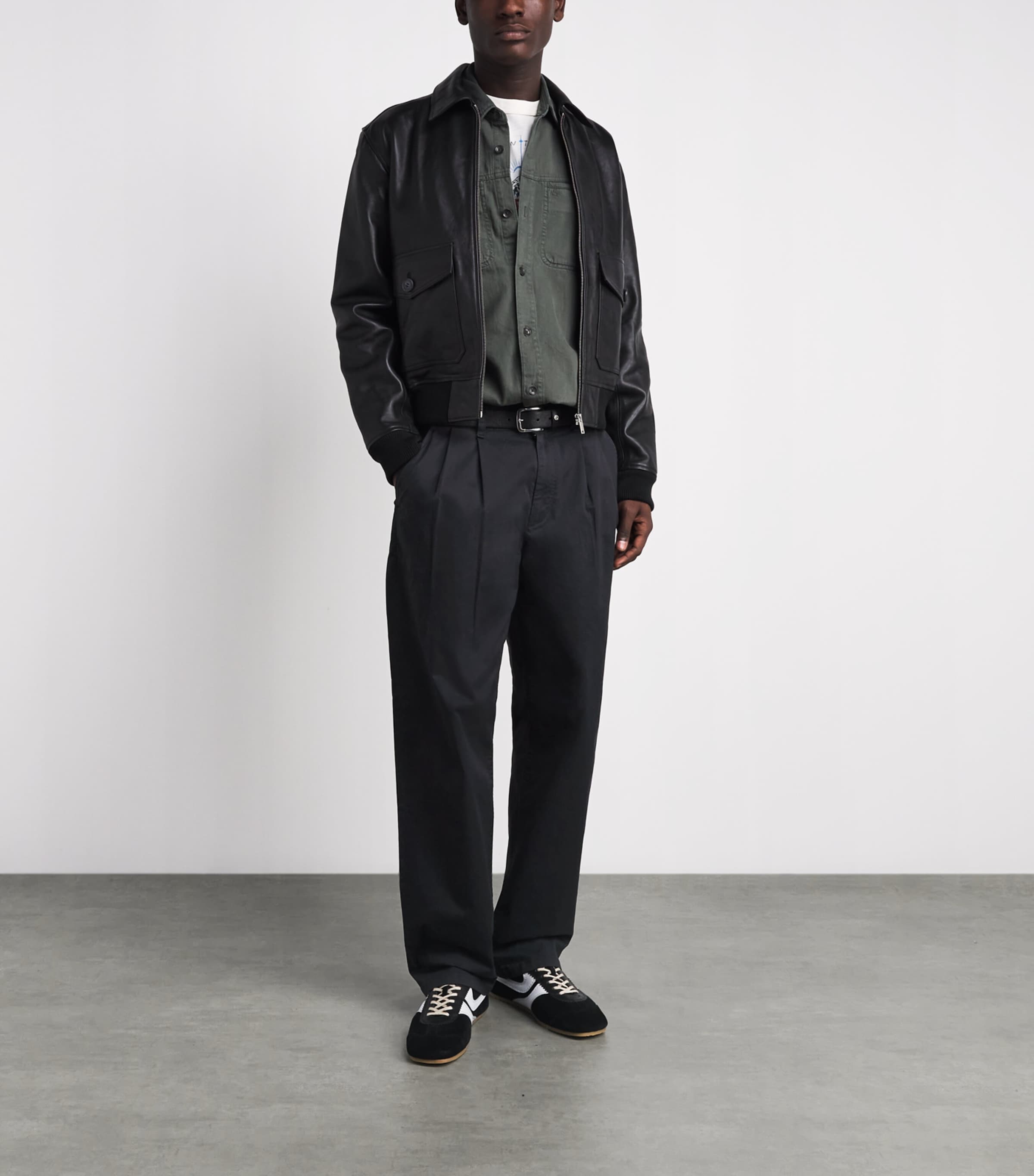 Rag & Bone Mens Cotton Pleated Baggy Chinos Black Image 2
