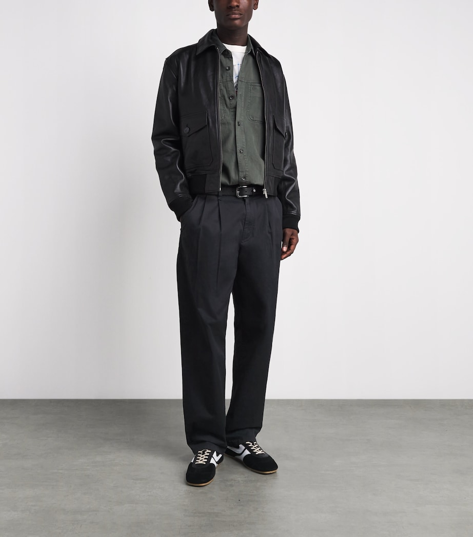 Rag & Bone Mens Cotton Pleated Baggy Chinos Black Image 2