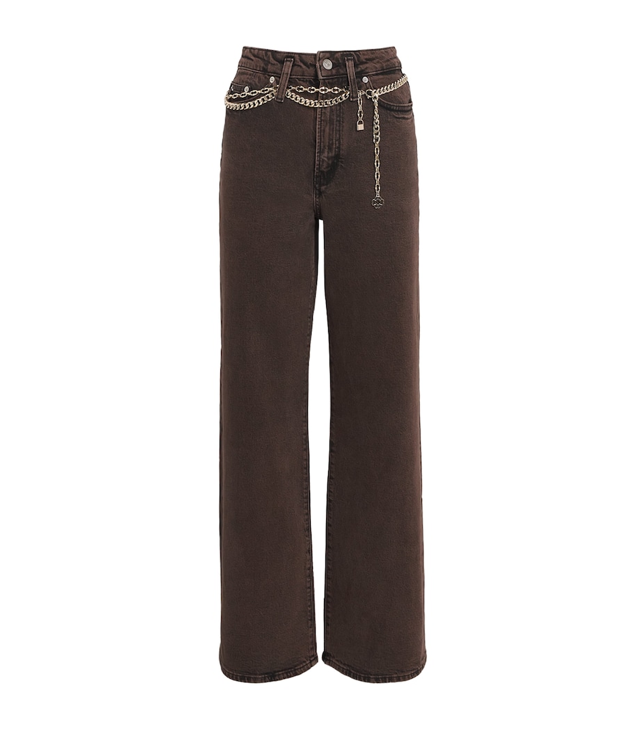 Chain-Detail Wide-Leg Jeans BROWN Image 1