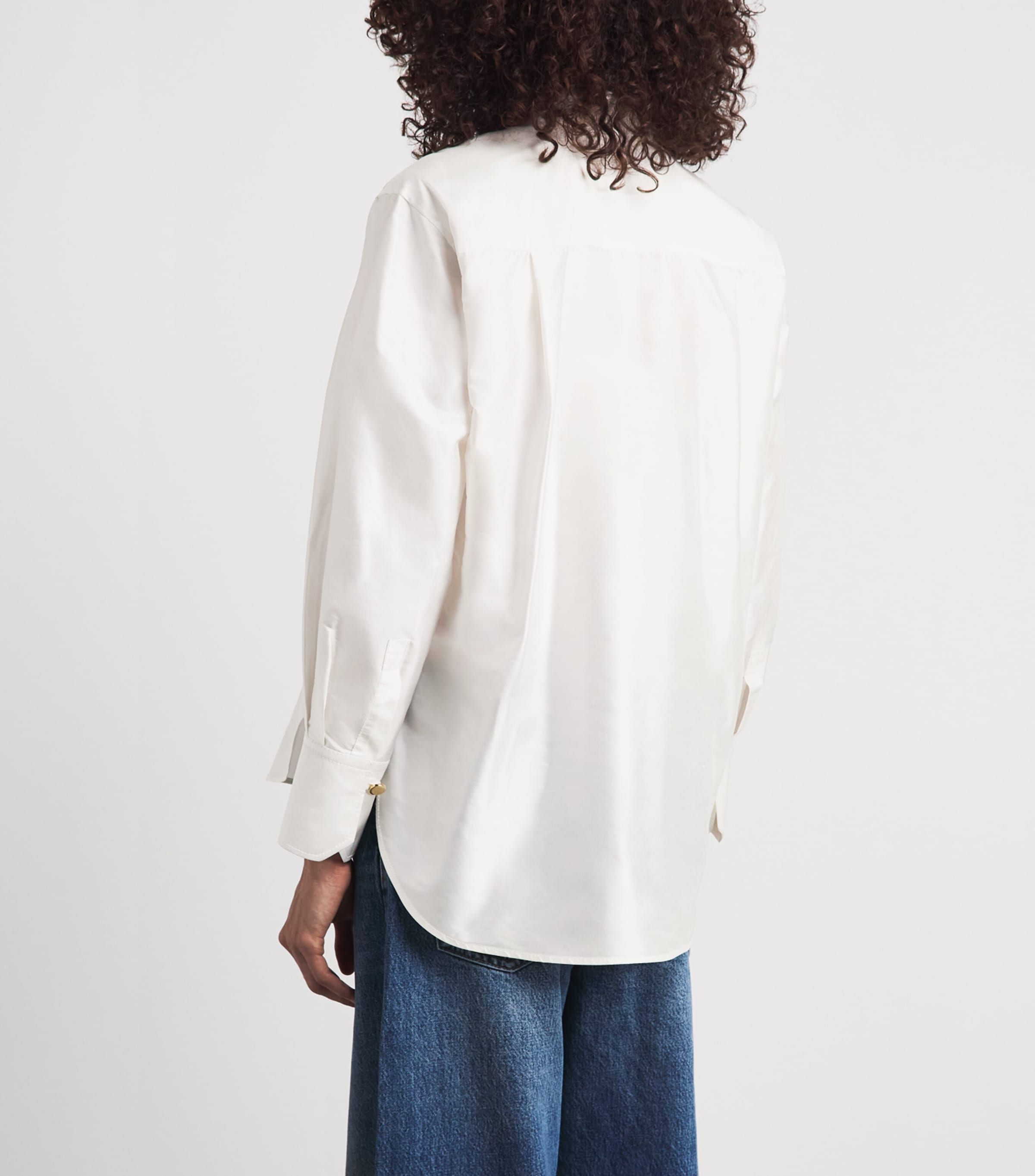 Sandro Paris Womens Silk Satin Oversized Shirt White Image 5