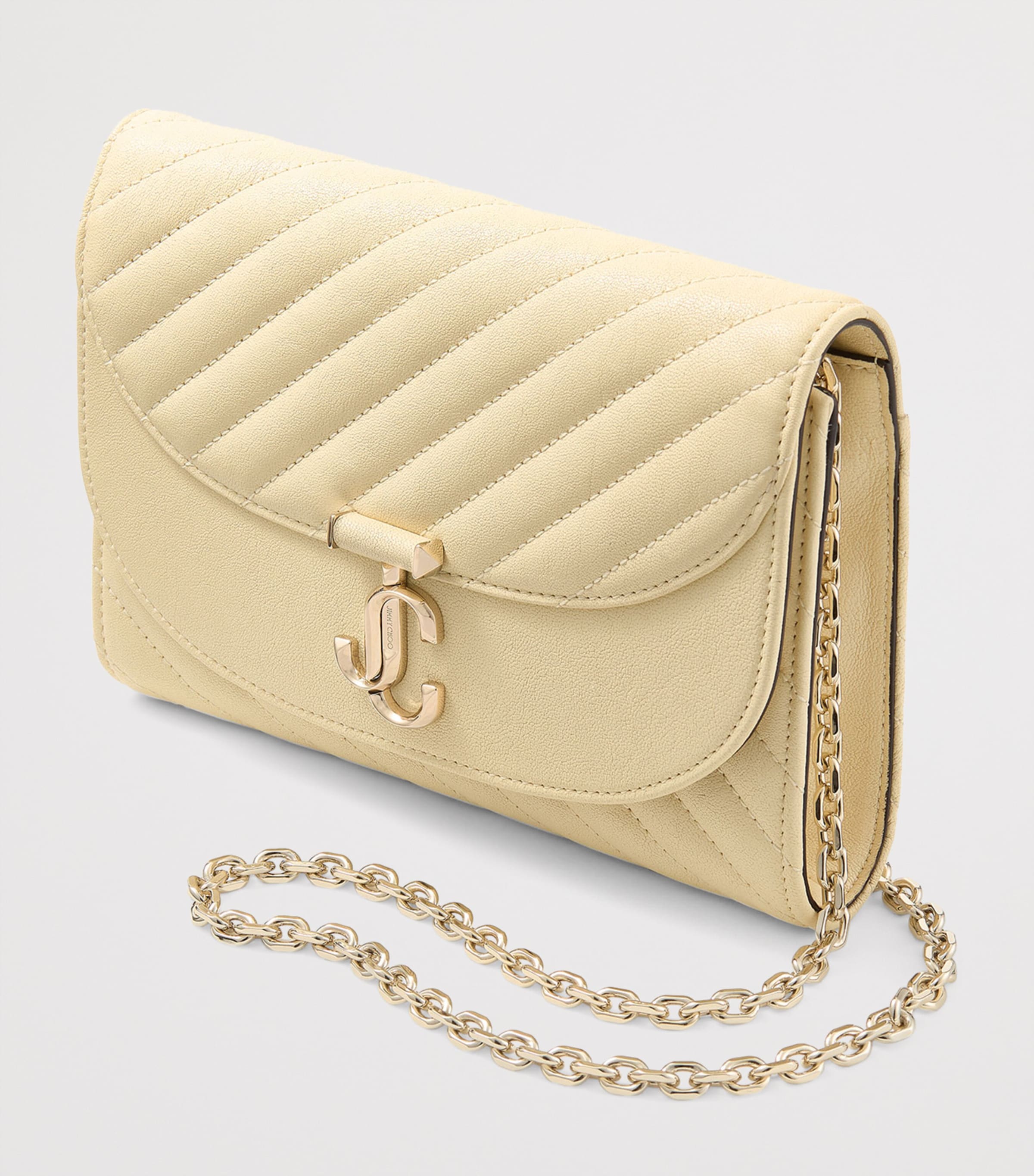 Leather Curve Clutch Bag BUTTERMILK/SHINY GOL Image 2