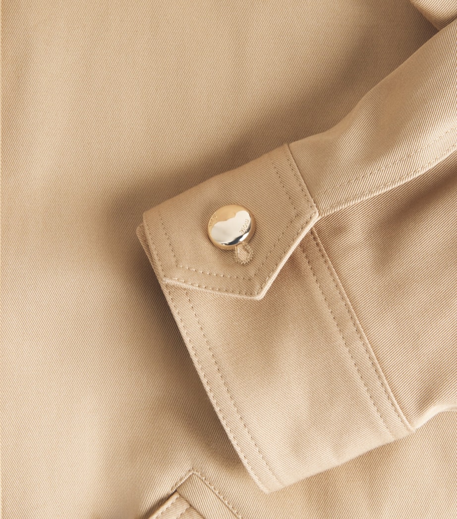 Maje Womens Cotton High-Neck Bomber Jacket Mastic Beige Image 6