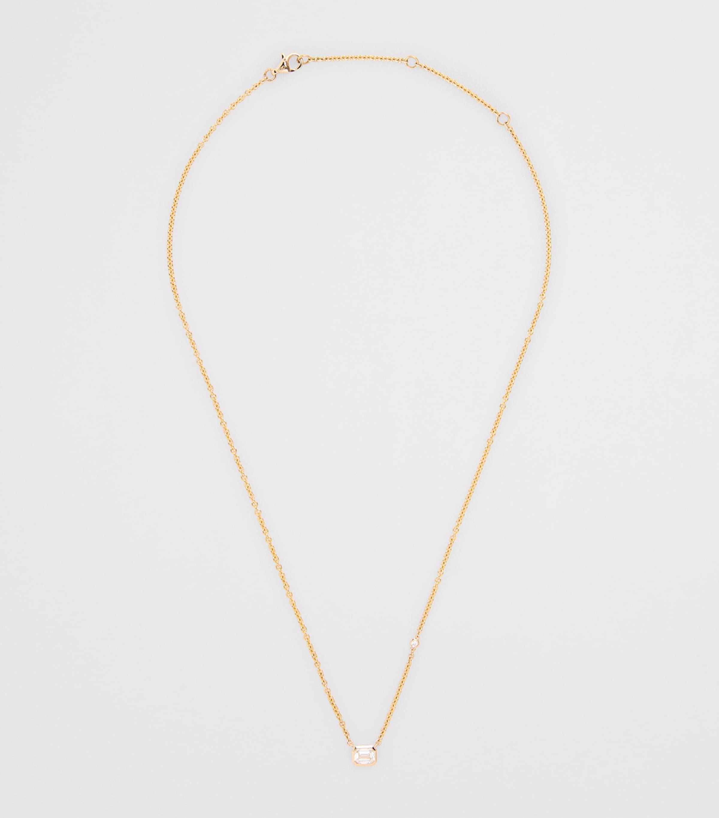 Yellow Gold and Diamond Bezel Necklace YELLOW GOLD Image 2