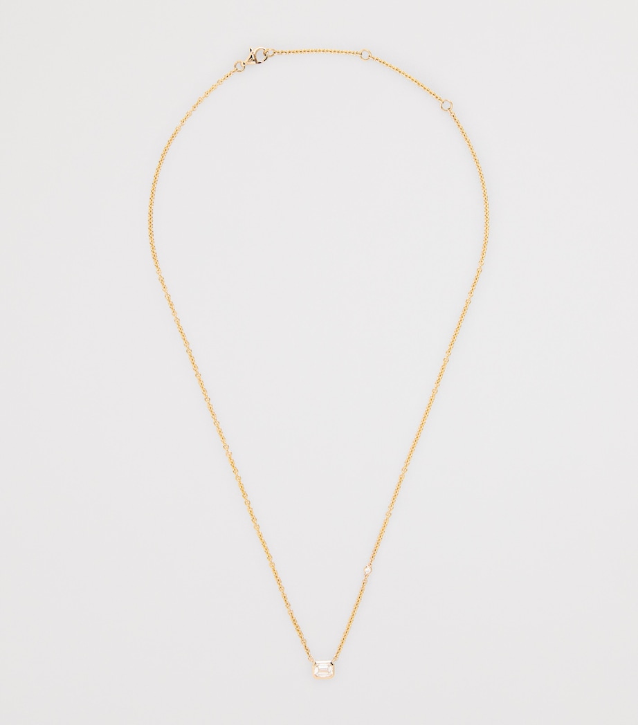 Yellow Gold and Diamond Bezel Necklace YELLOW GOLD Image 2