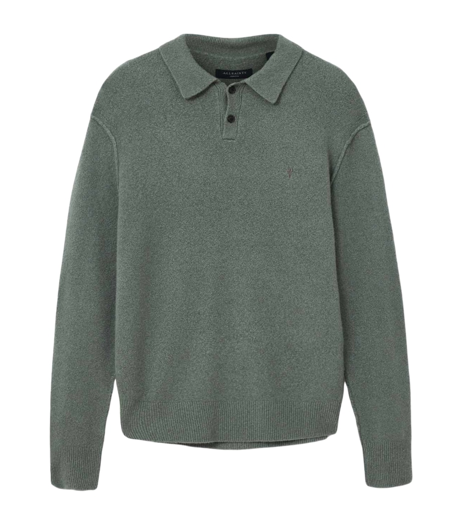 AllSaints Mens Statten Polo Sweater Maple Green Image 1