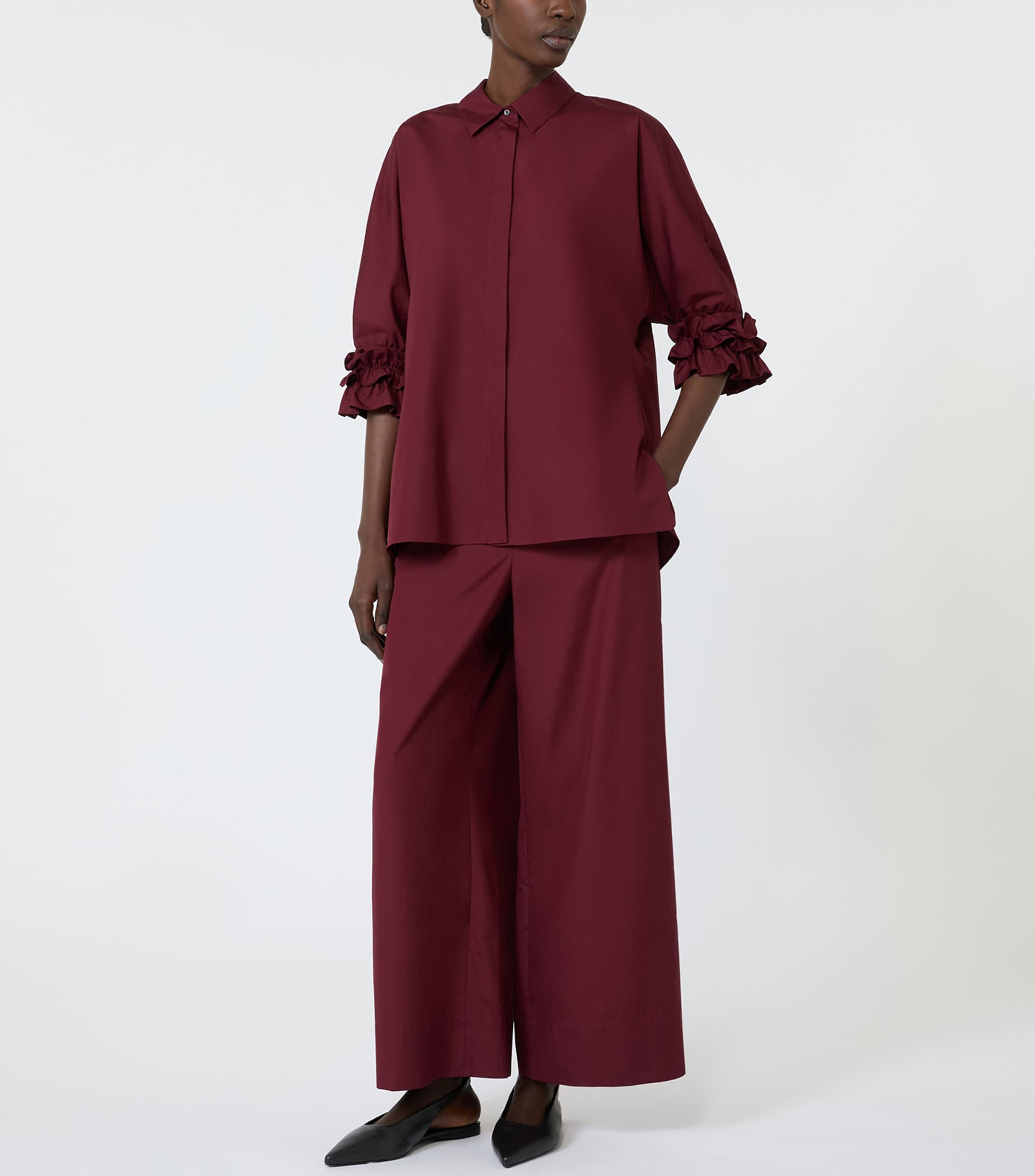 Max Mara Womens Drawstring Wide-Leg Trousers Ruby Image 2