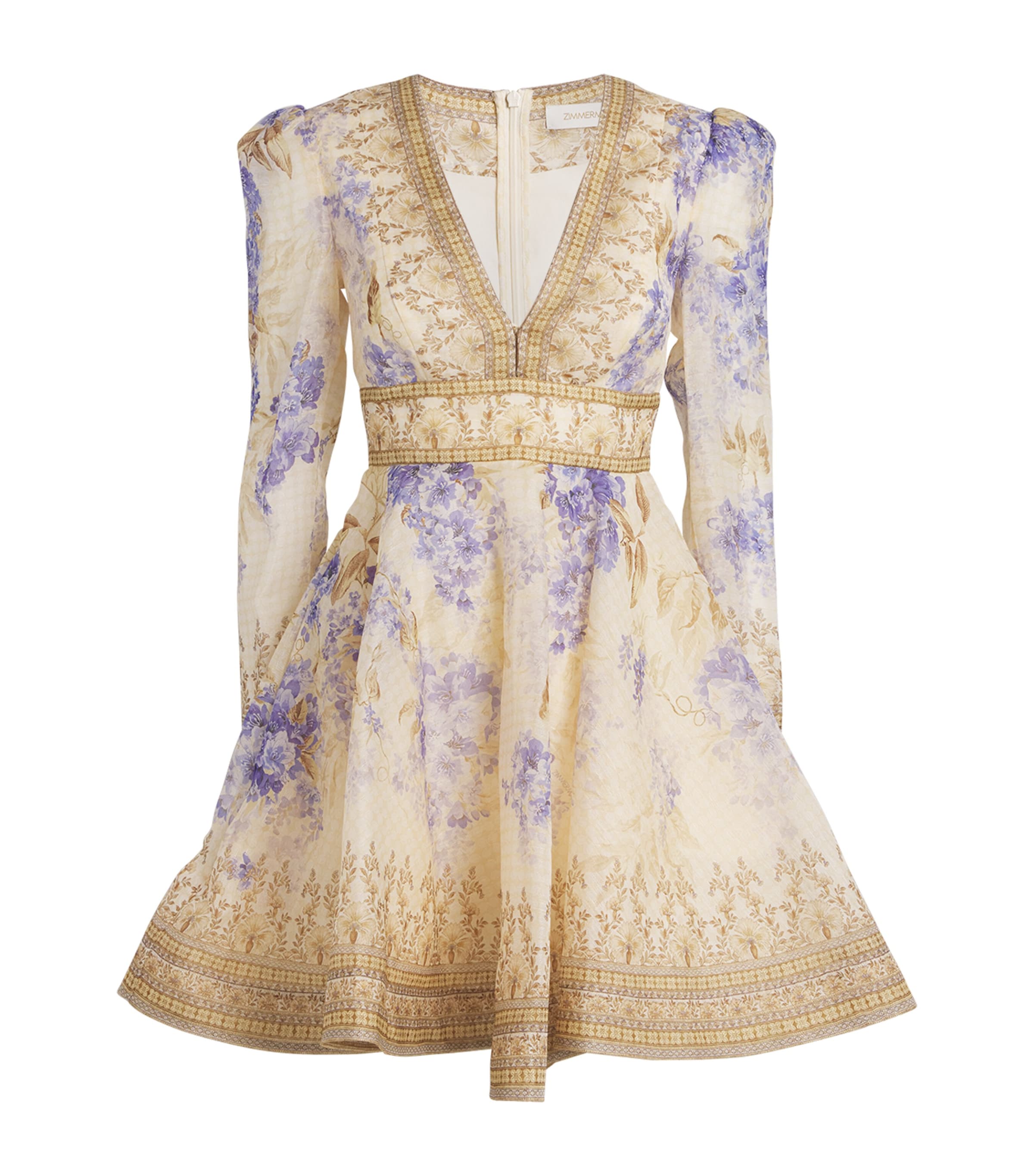 【Zimmermann】Dawning linen and silk miniskirt Zimmermann Dawning Belted Linen & Silk Bustier Minidress