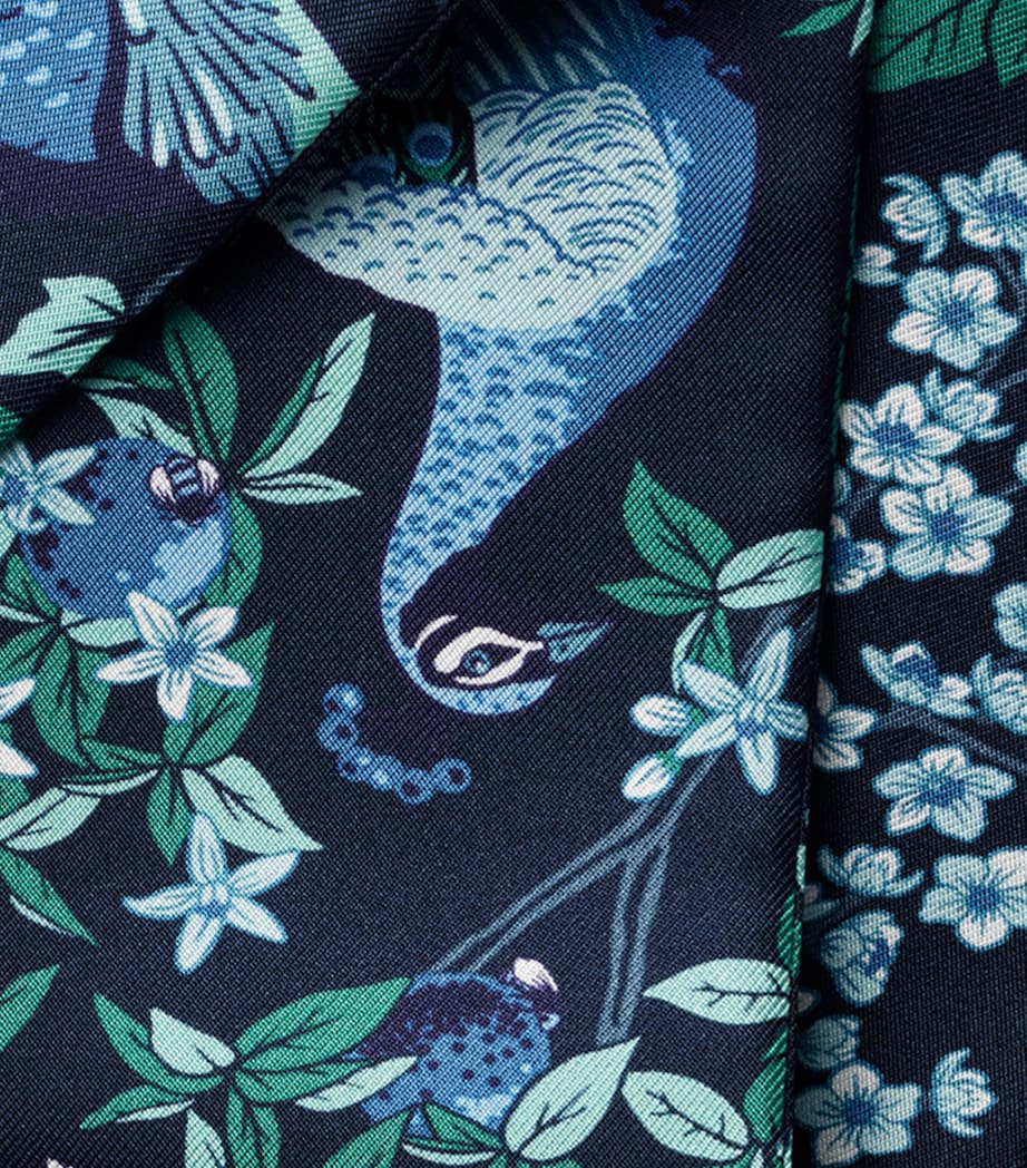 Cartier Silk Blooming Panthère Skinny Scarf Navy Blue Image 2