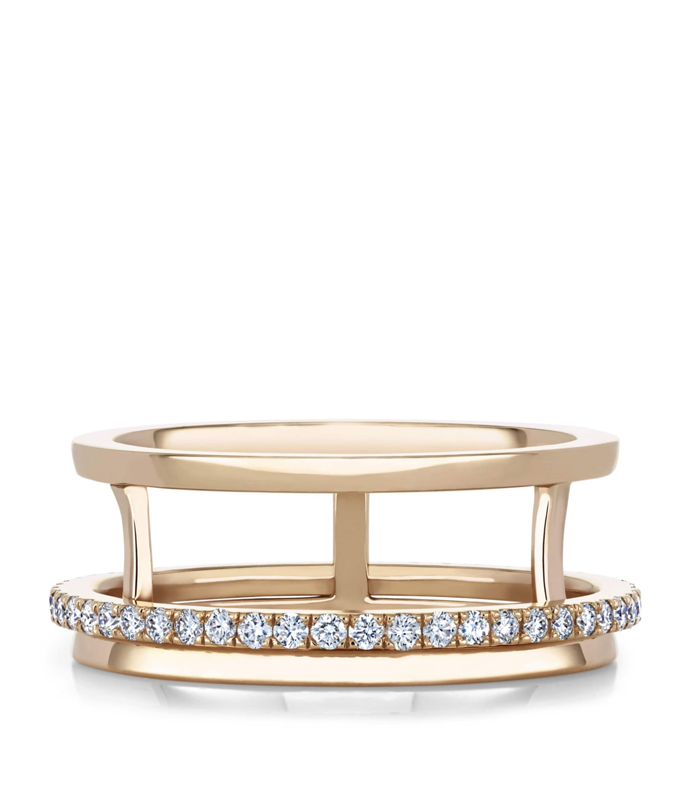 Shop De Beers Rose Gold And Diamond Horizon Ring