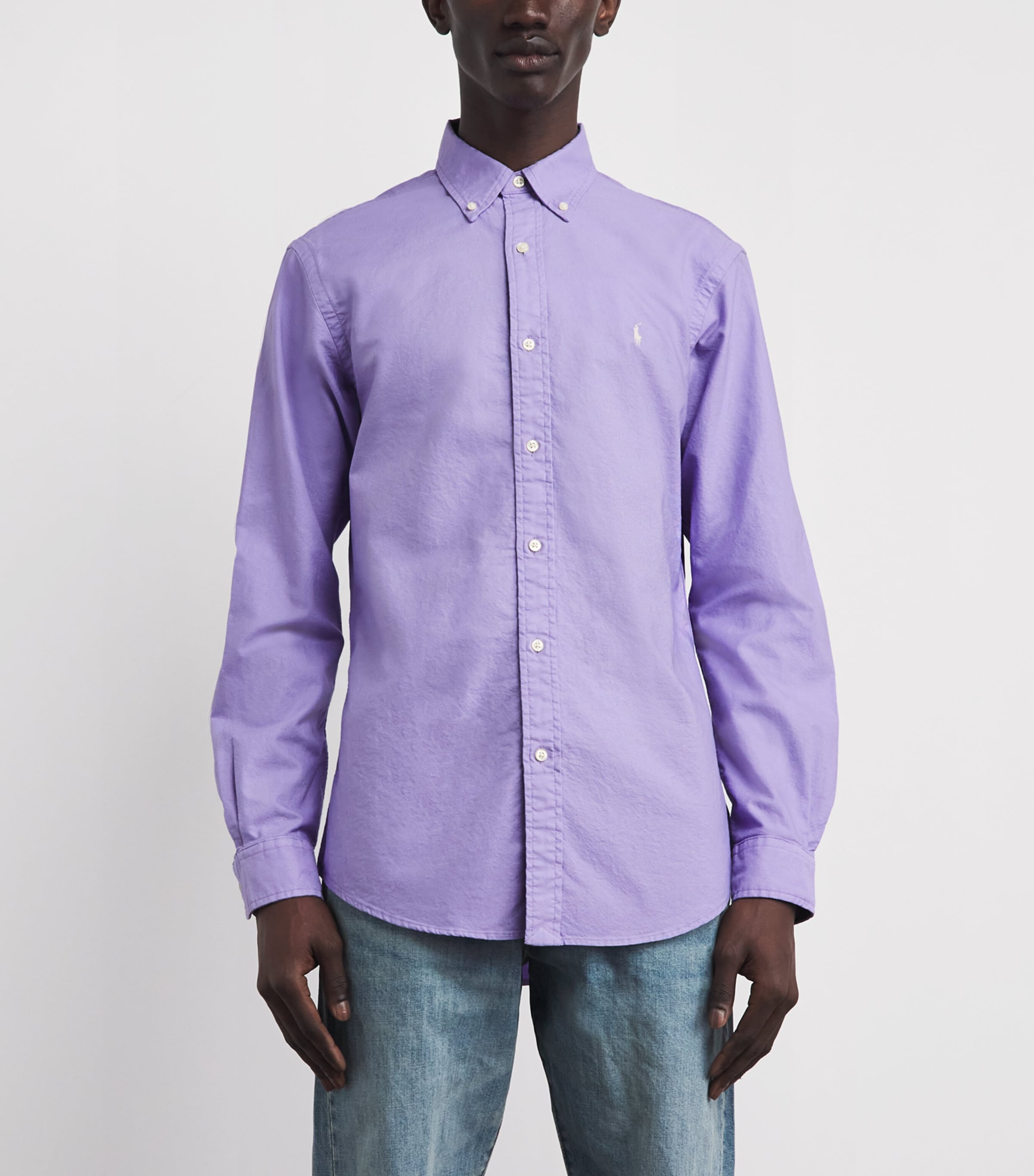 Polo Ralph Lauren Mens Cotton Garment-Dyed Oxford Shirt Powder Purple Image 4