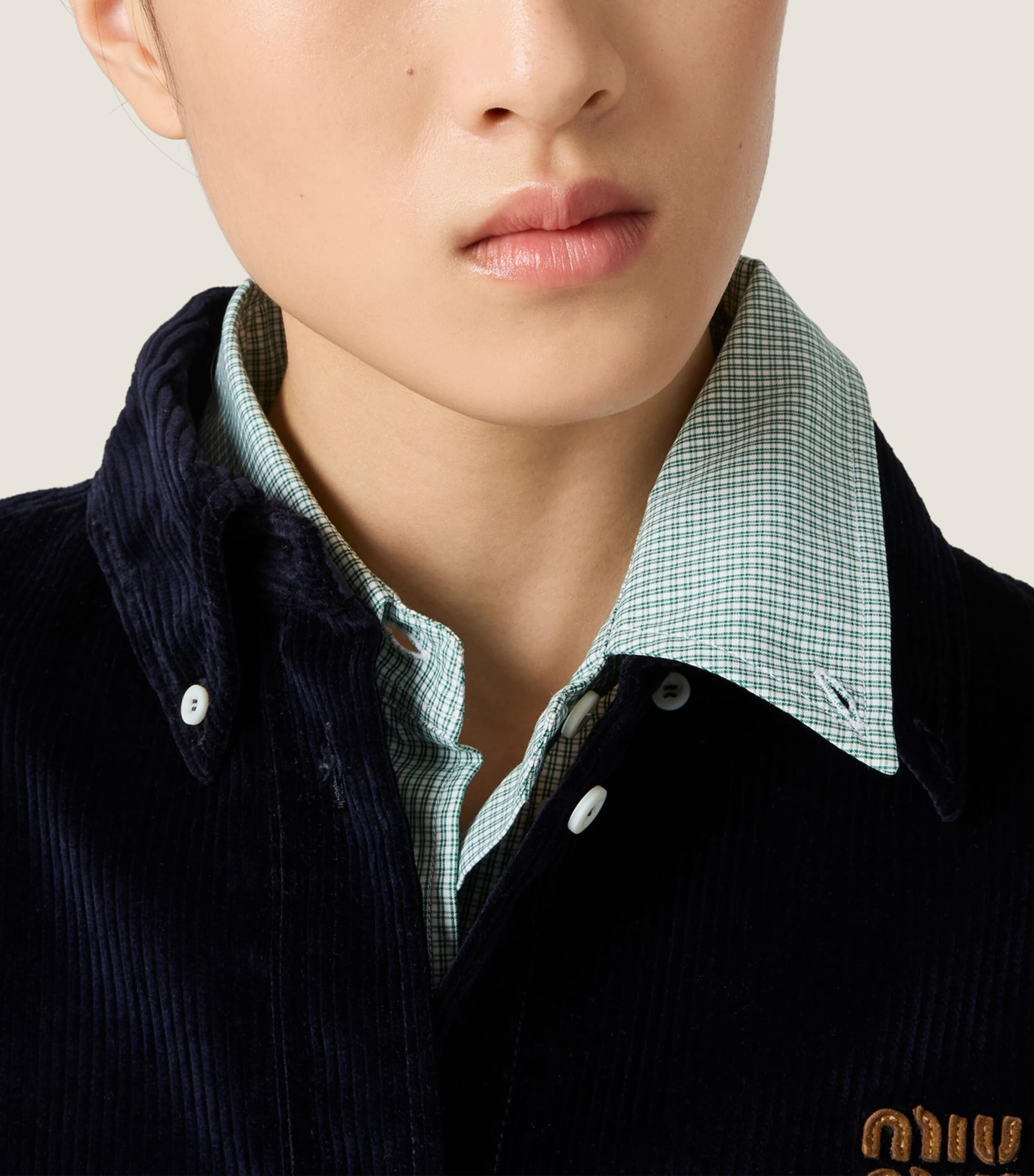 Corduroy Suede-Trim Shirt F0008 Image 4