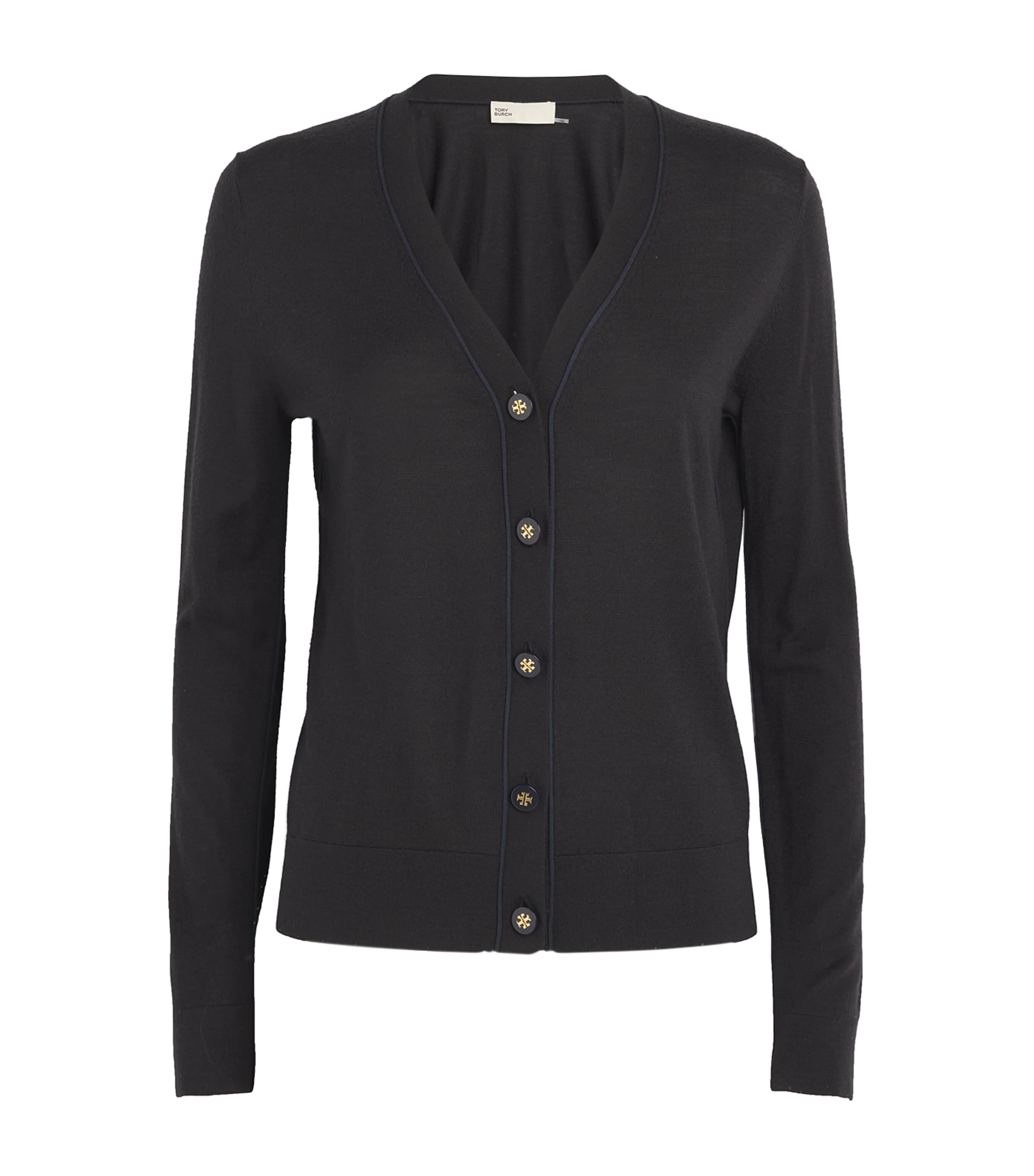 Shop Tory Burch Wool-silk Simone Cardigan In Black