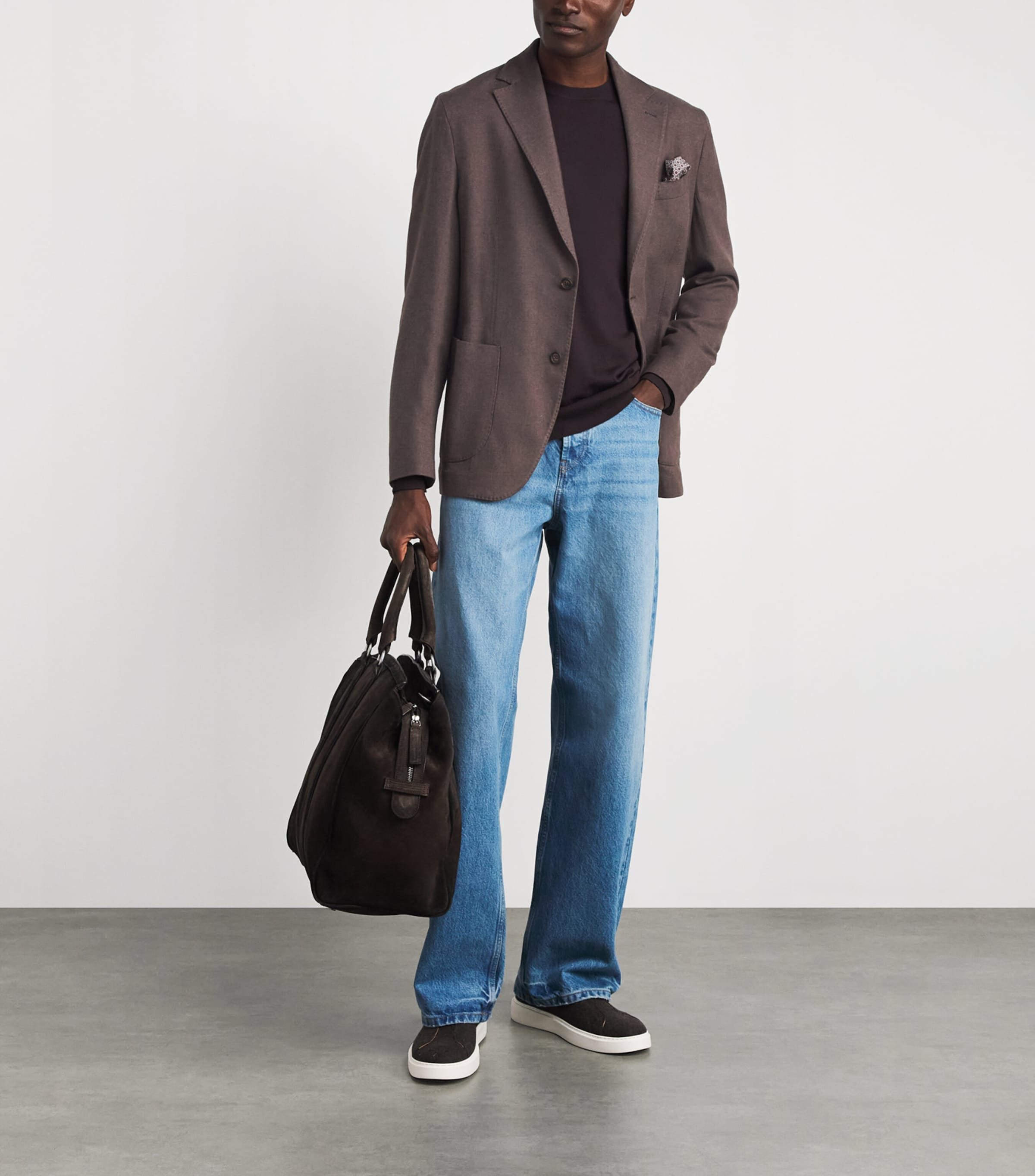 Eleventy Mens Silk-Cashmere Unstructured Blazer Moro Image 2