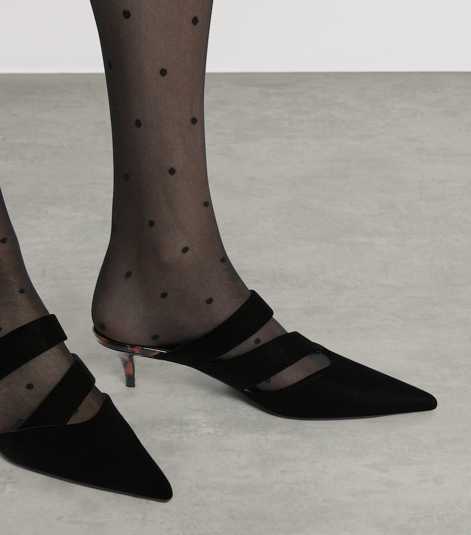 Balmain Velvet Heeled Mules 45 Eks Noir / Tartaruga Image 2