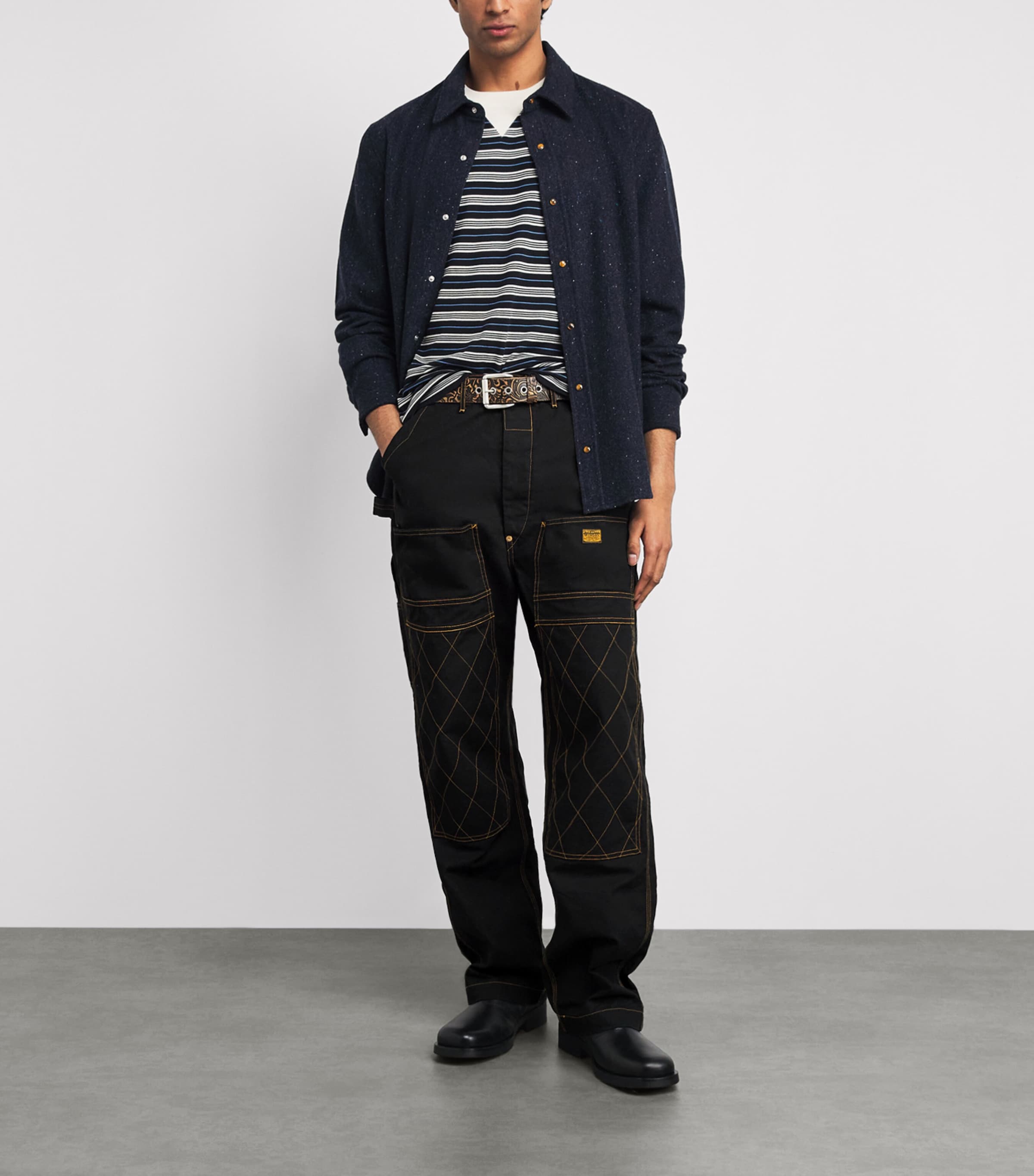 Kapital Mens Canvas Lumber Trousers Black Image 2