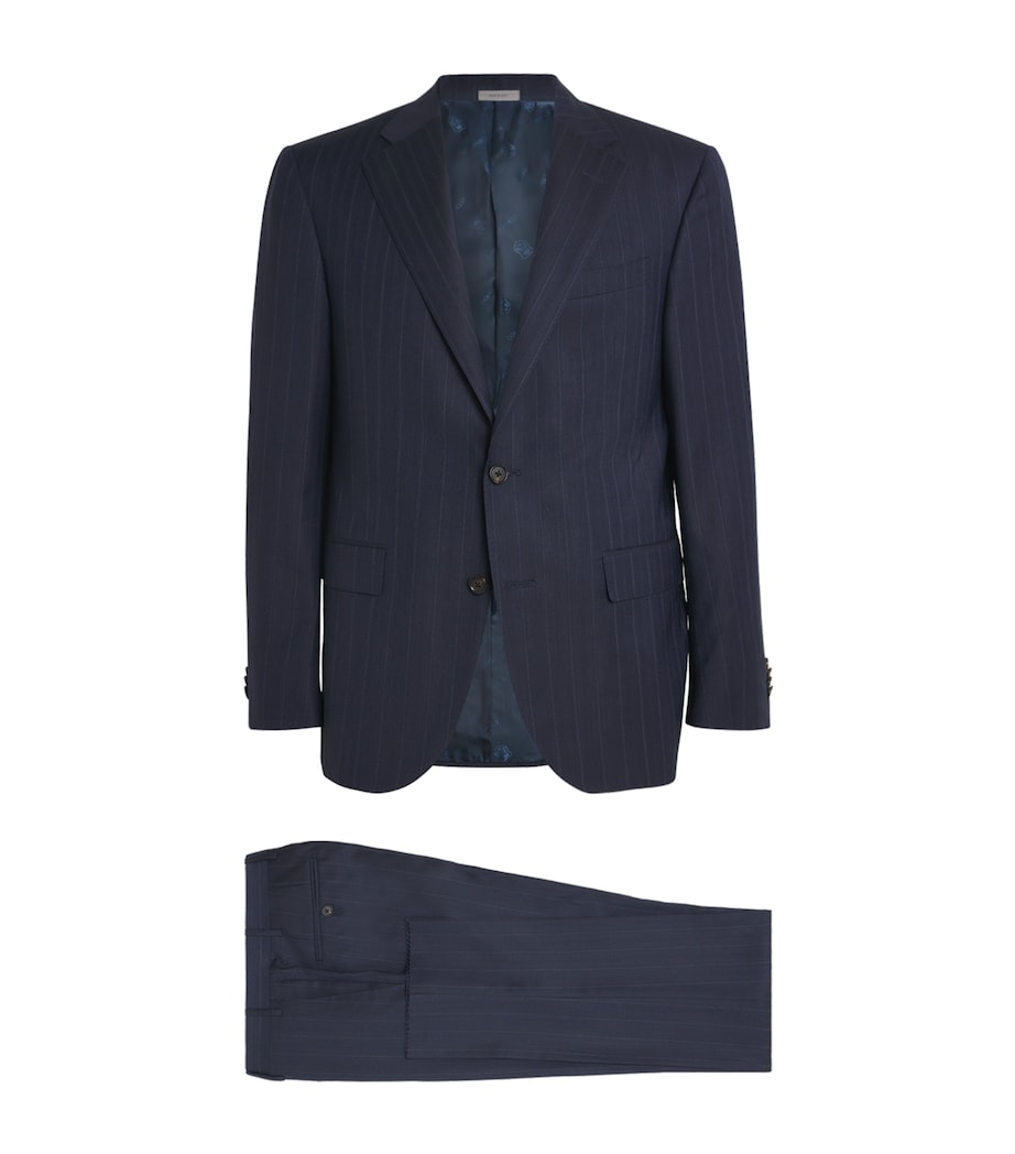 Virgin Wool Stripe 2-Piece Suit 001 NAVY BLUE Image 1