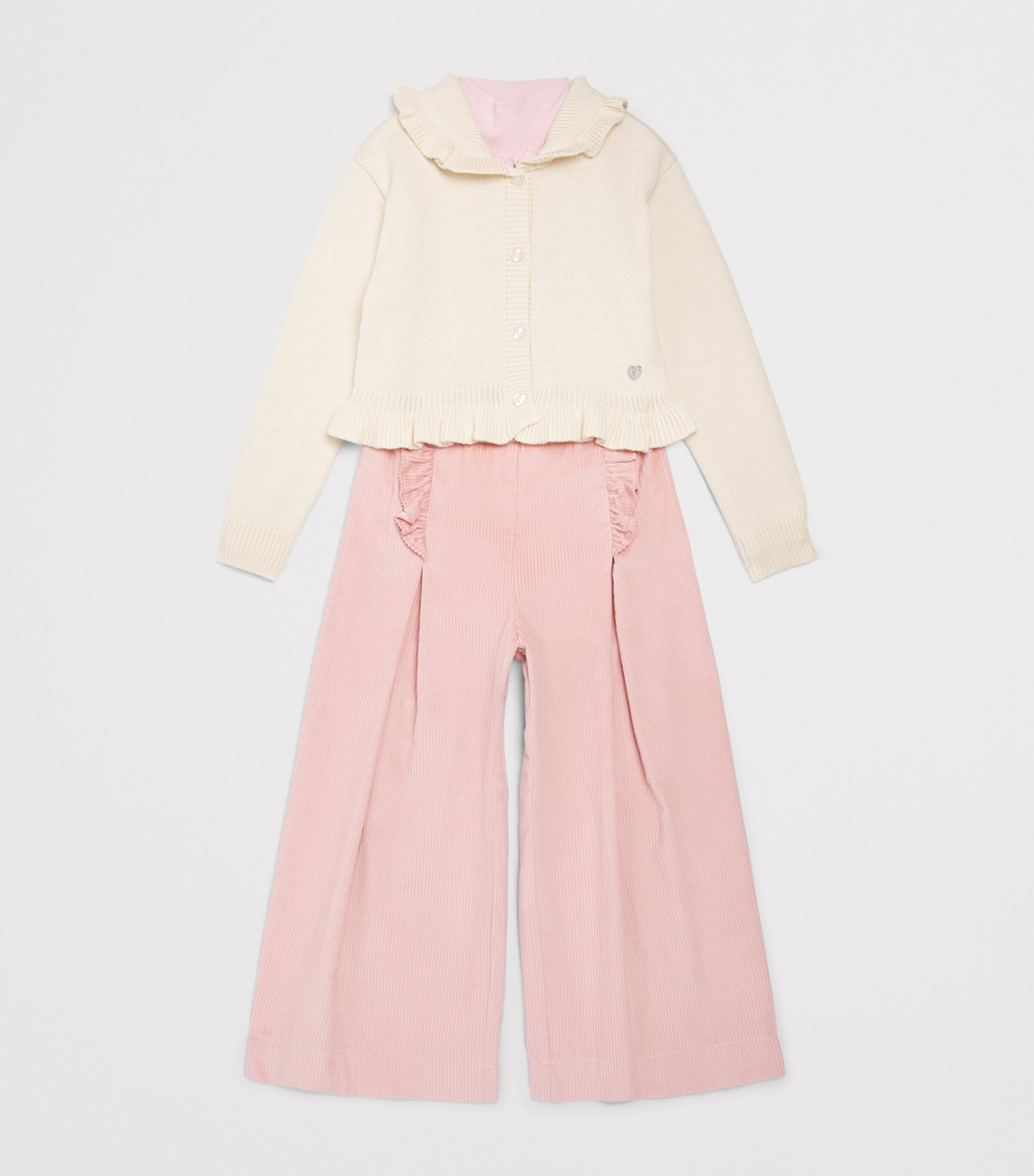 Monnalisa Cotton-Wool Ruffle Cardigan (2-12 Years) Gardenia Image 3