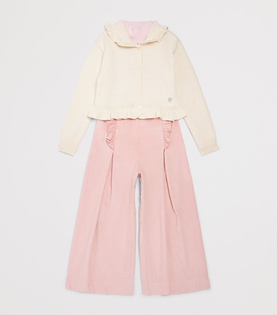 Monnalisa Cotton-Wool Ruffle Cardigan (2-12 Years) Gardenia Image 3