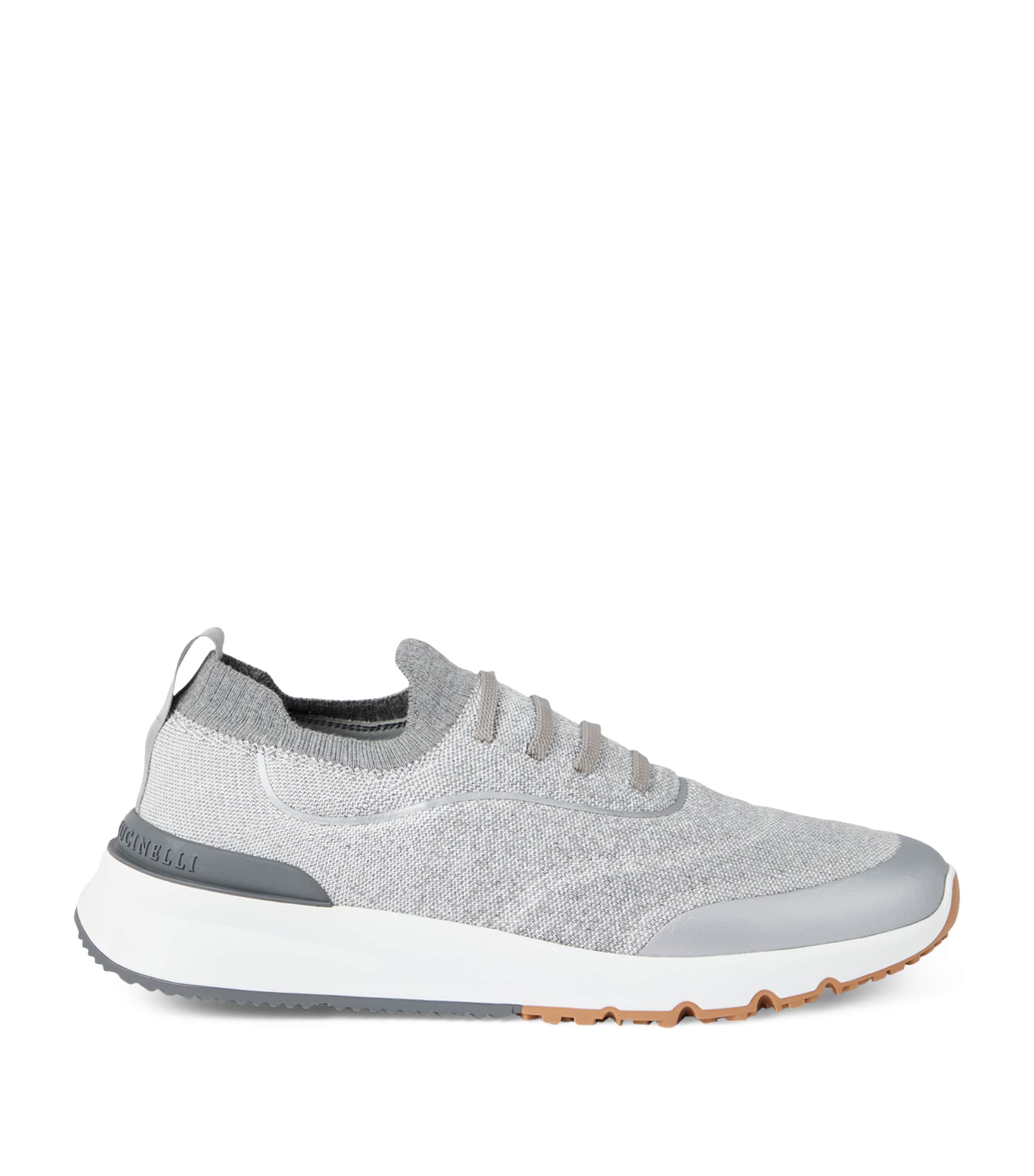 Brunello Cucinelli Runners In Techno Cotton Knit With Termonastrature Shoes In Brown