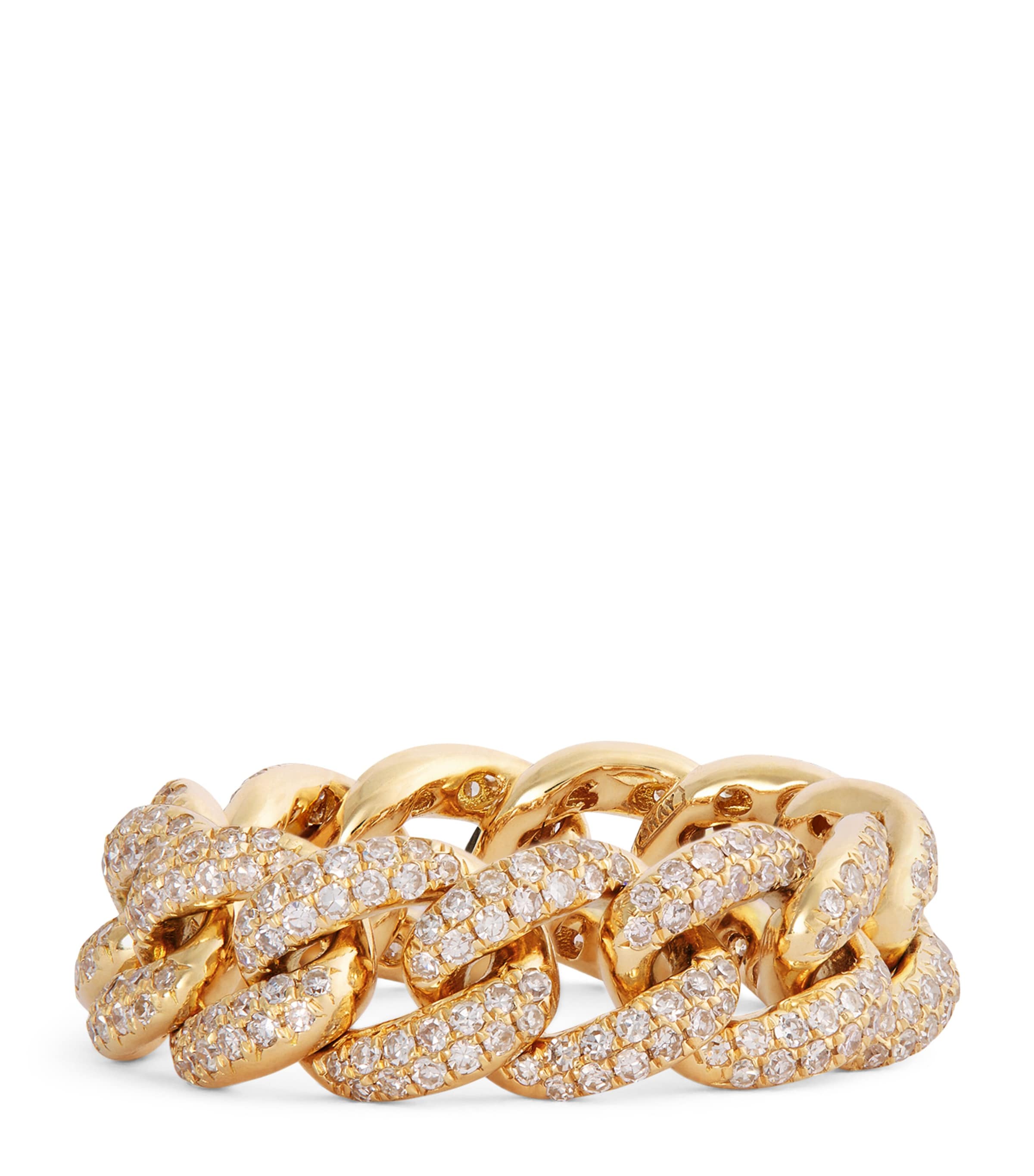 Yellow Gold and Diamond Pavé Link Ring YELLOW GOLD Image 1