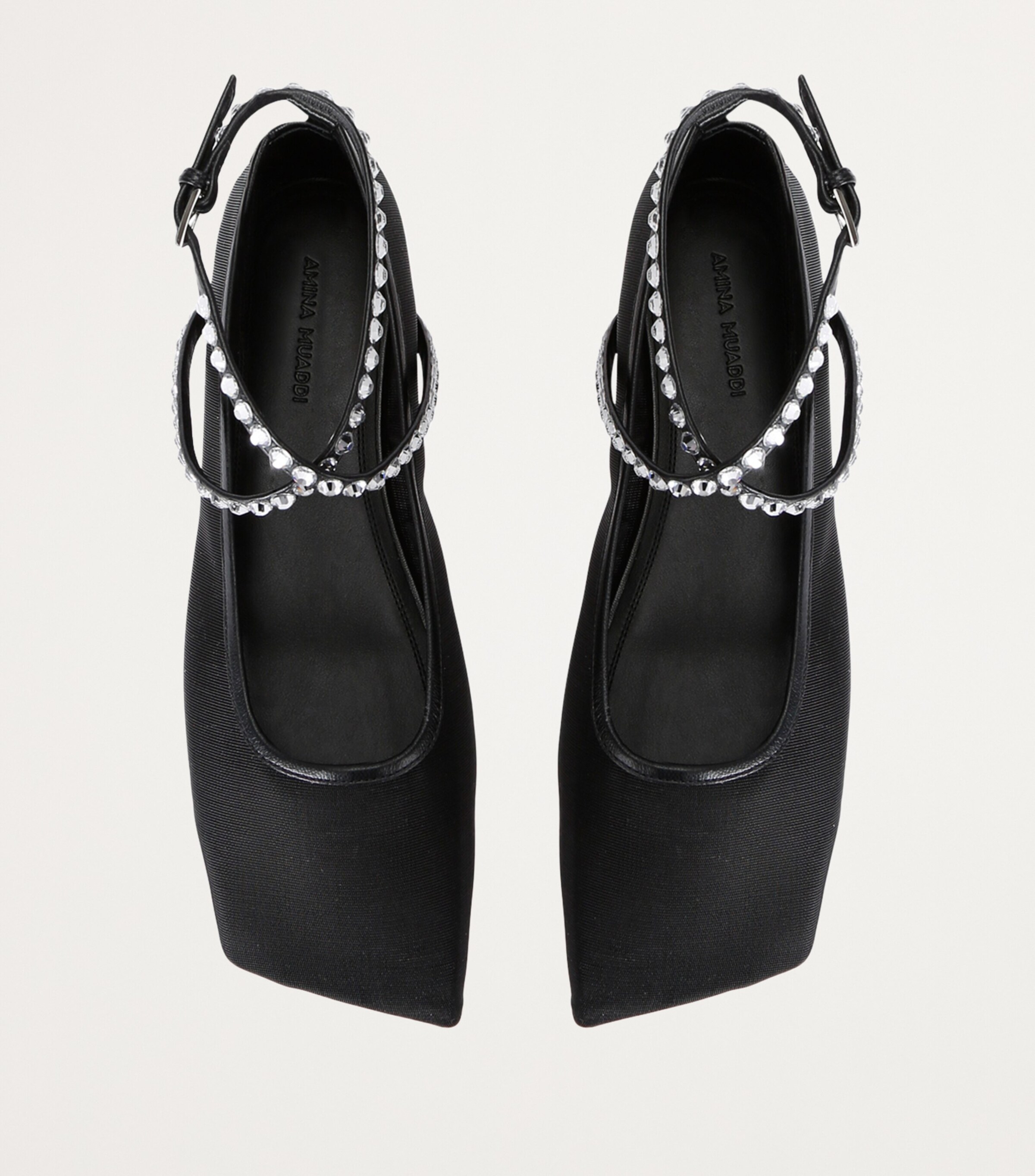 Amina Muaddi Embellished Ane Ballet Flats Blk/white Image 4