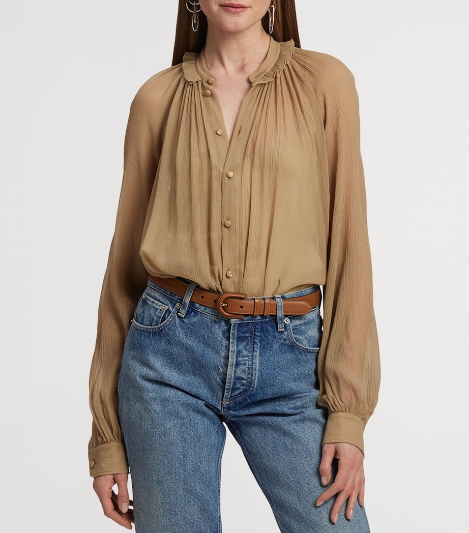 Silk Gathered Blouse TAN Image 10