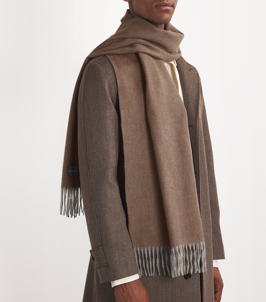 Begg x Co Cashmere Reversible Arran Scarf Flannel Mink Image 4