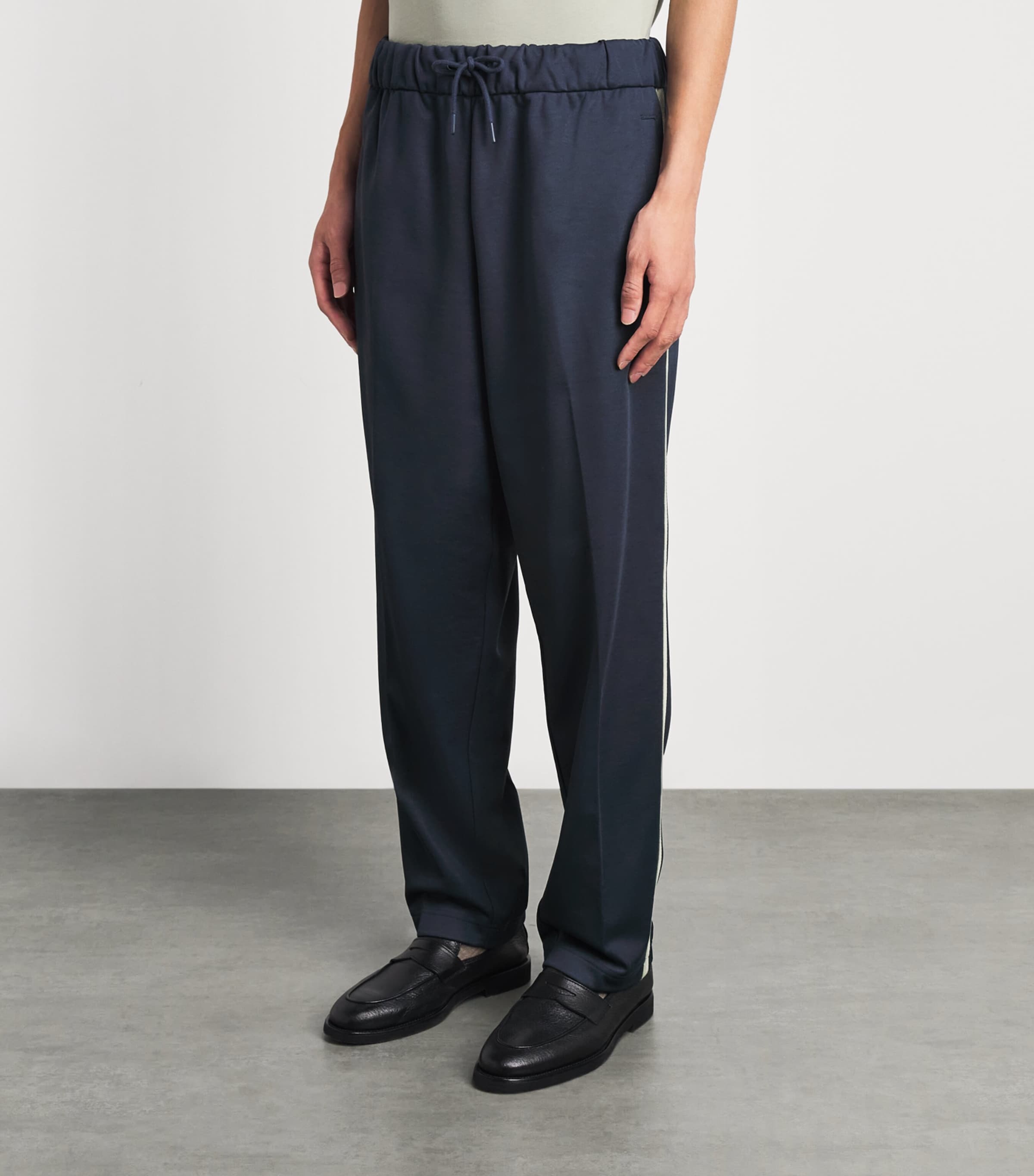 Fred Perry Mens Two-Tone Mesh Tape Sweatpants Dark Airforce Image 4