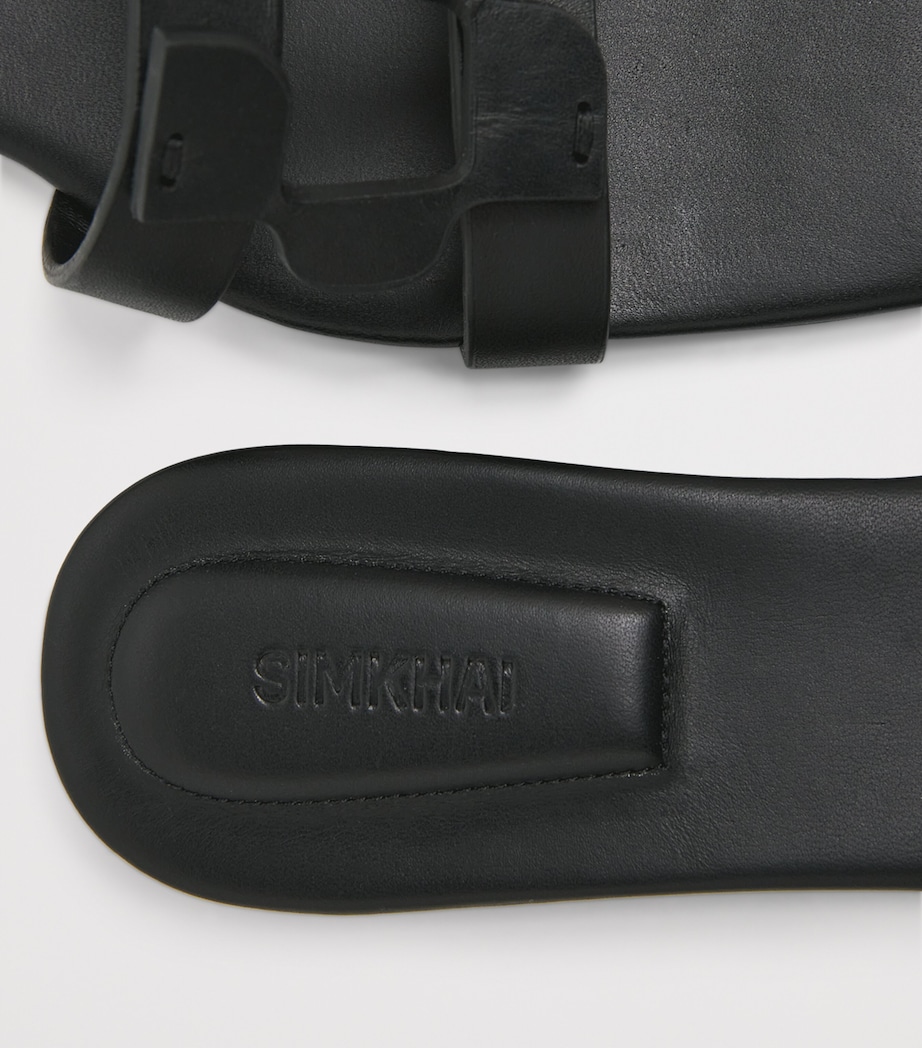 Leather Monogram Slides BLACK Image 7