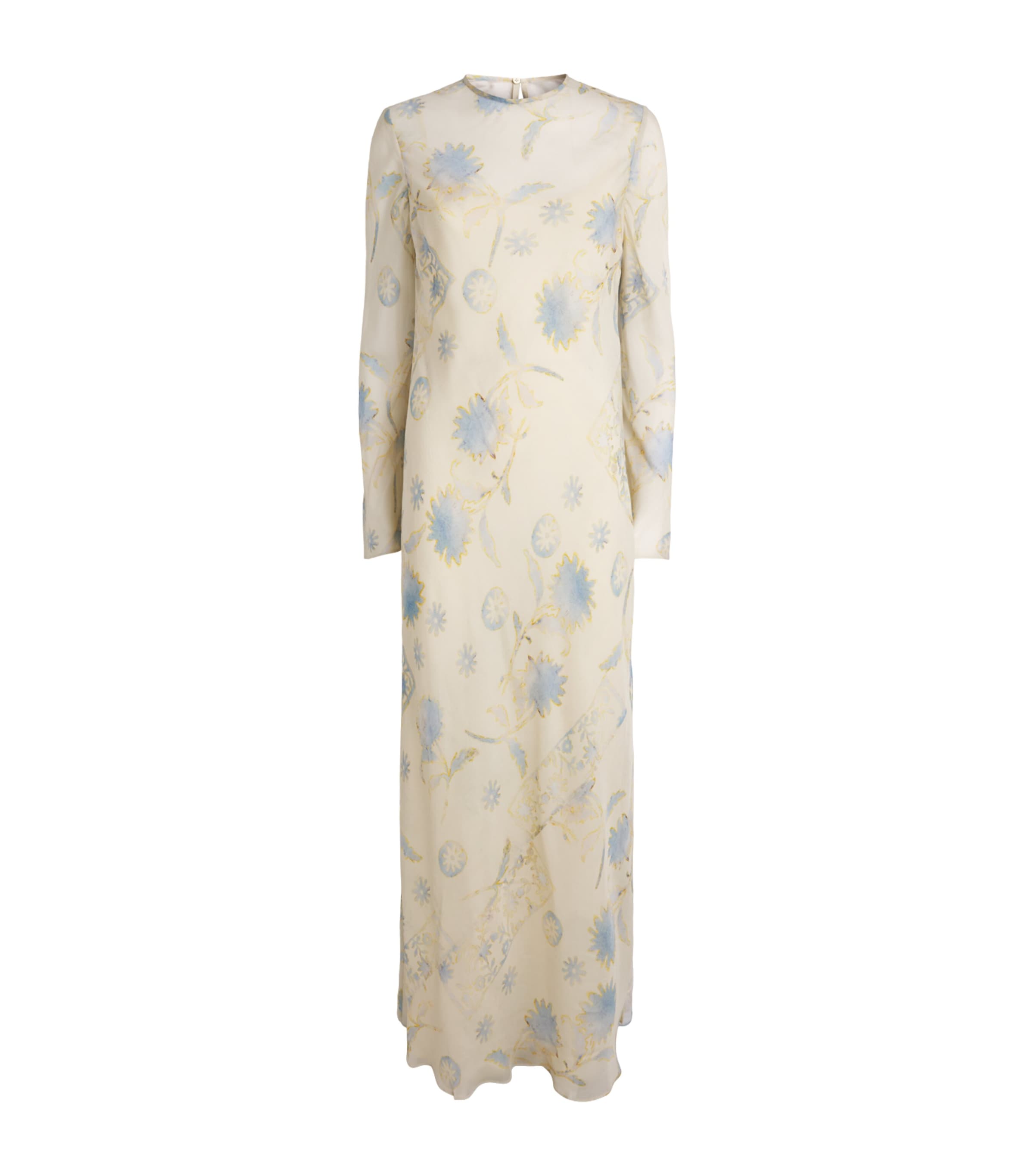 SIR. Womens Satin Floral Cecile Maxi Dress Eira Butter Image 1