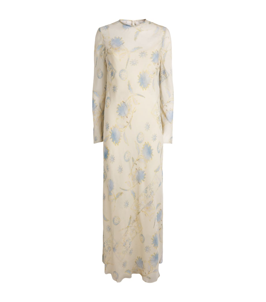 SIR. Womens Satin Floral Cecile Maxi Dress Eira Butter Image 1
