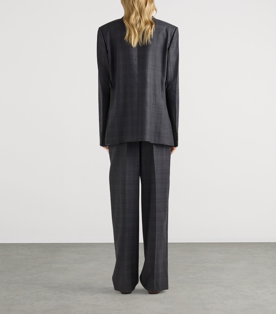 Prada Womens Wool Check Tailored Trousers Image 5