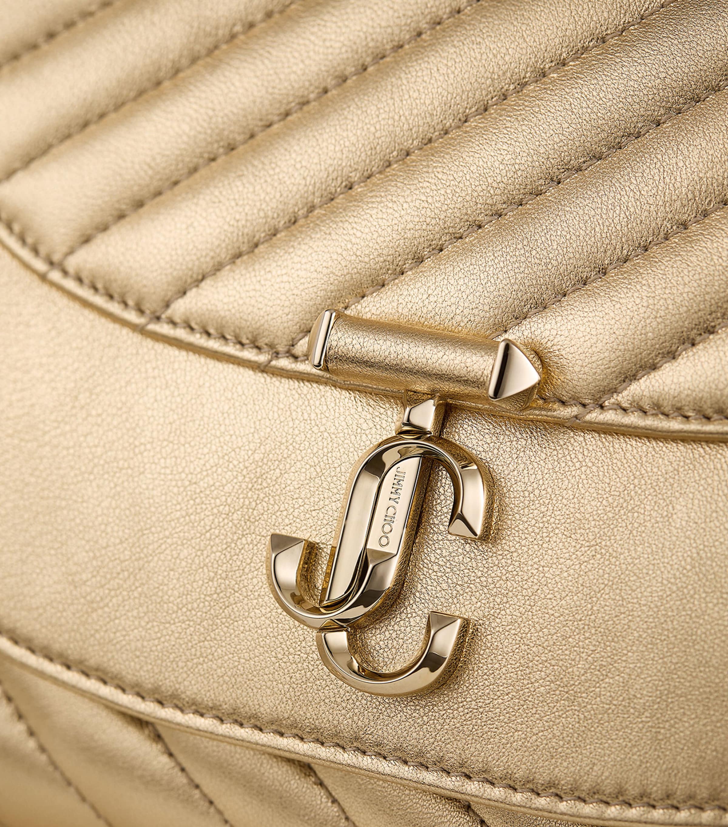 Leather Curve Clutch Bag GOLD/SHINY GOLD Image 3