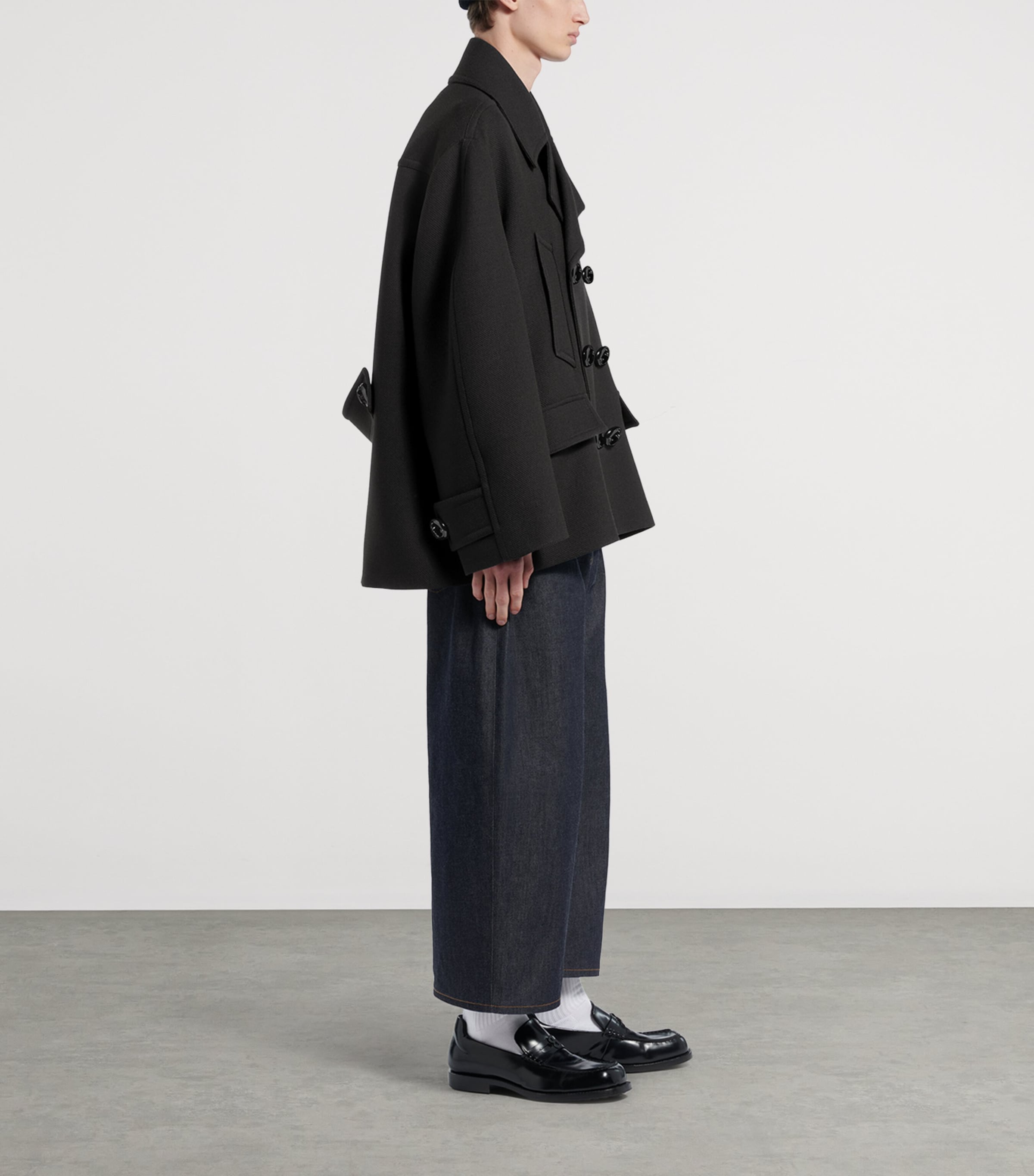 Balenciaga Mens Wool Double-Breasted Peacoat Image 4