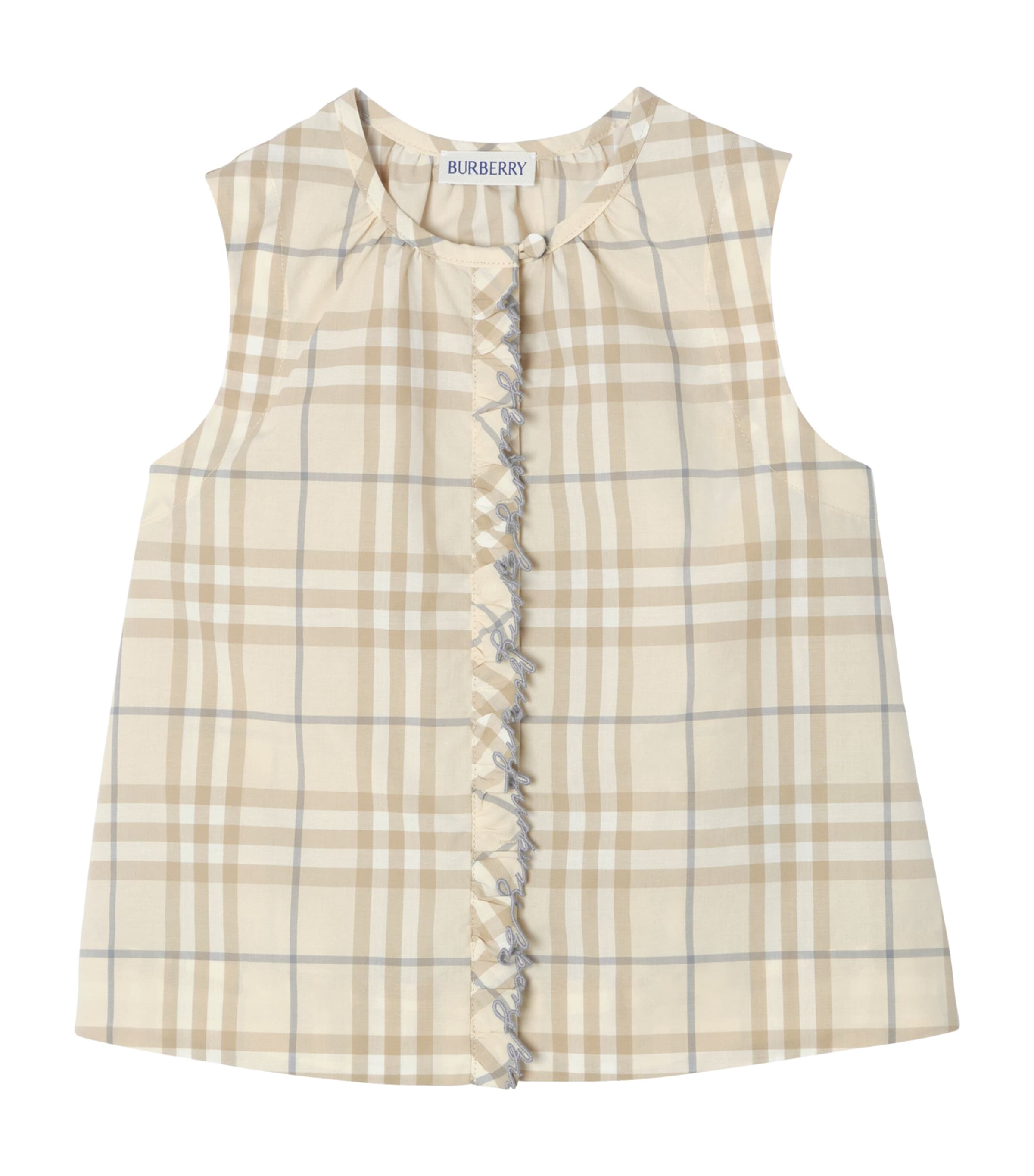 Burberry Kids Cotton Check Top (4-12 Years) Sesame Beige Ip Chk Image 1