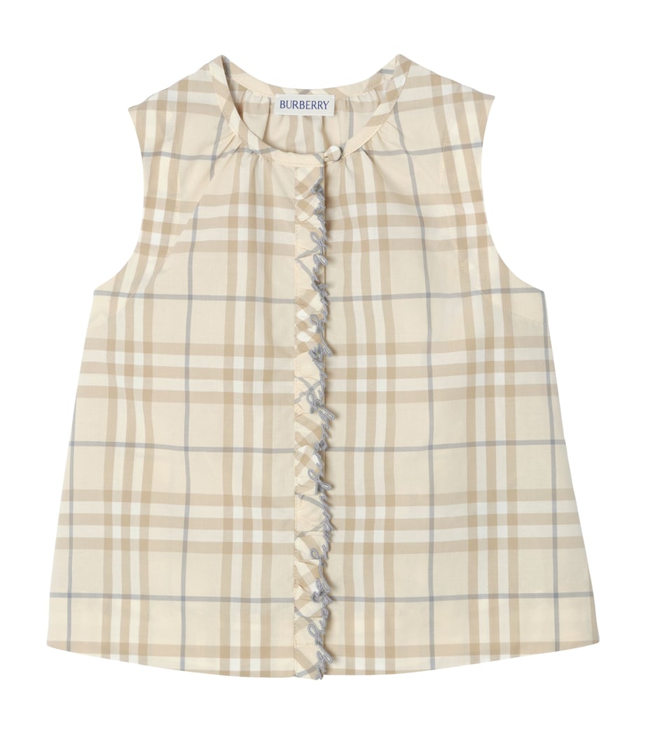 Burberry Kids Cotton Check Top (4-12 Years) Sesame Beige Ip Chk Image 1