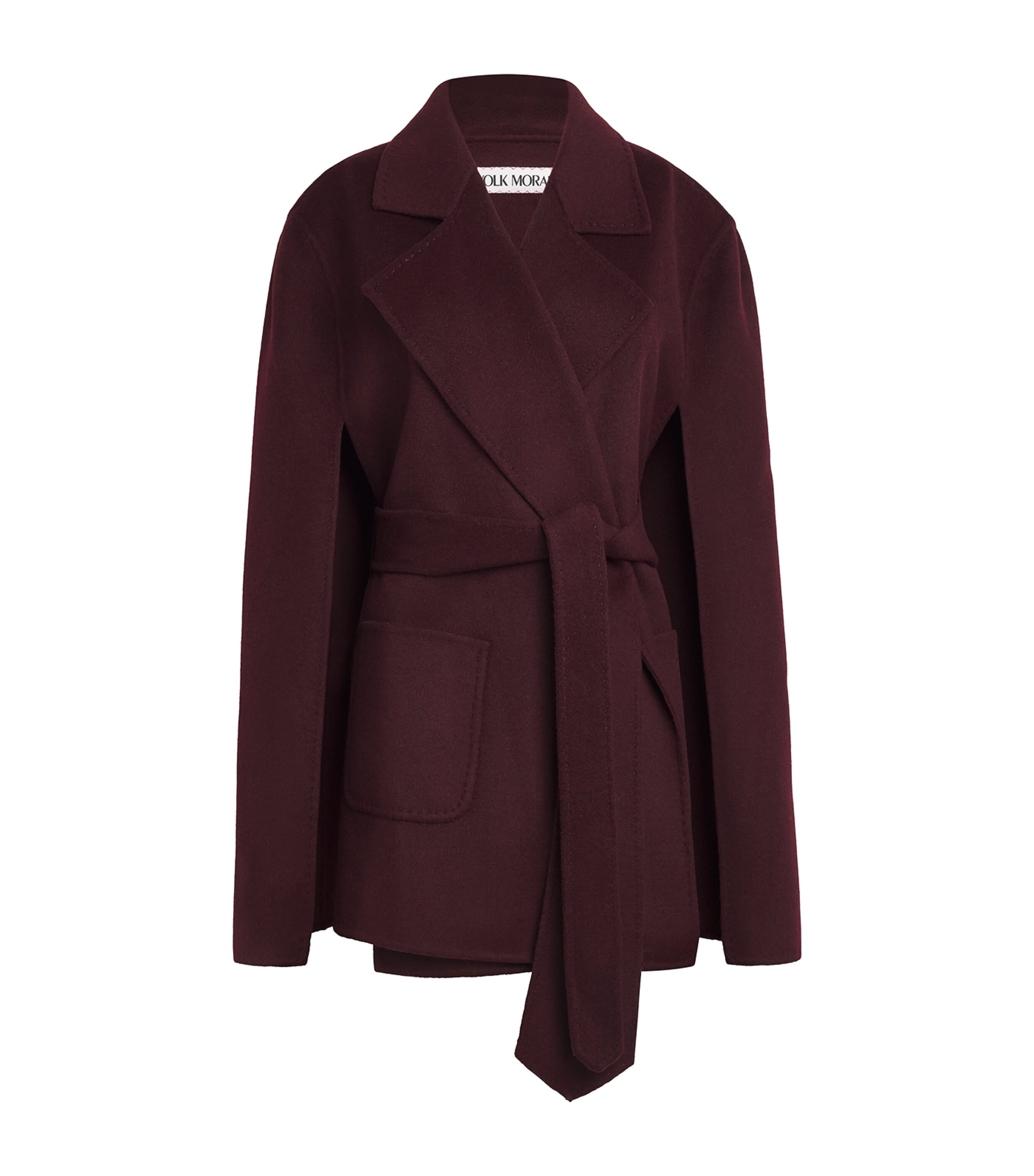 Wolk Morais Cashmere Tie-waist Cape In Burgundy