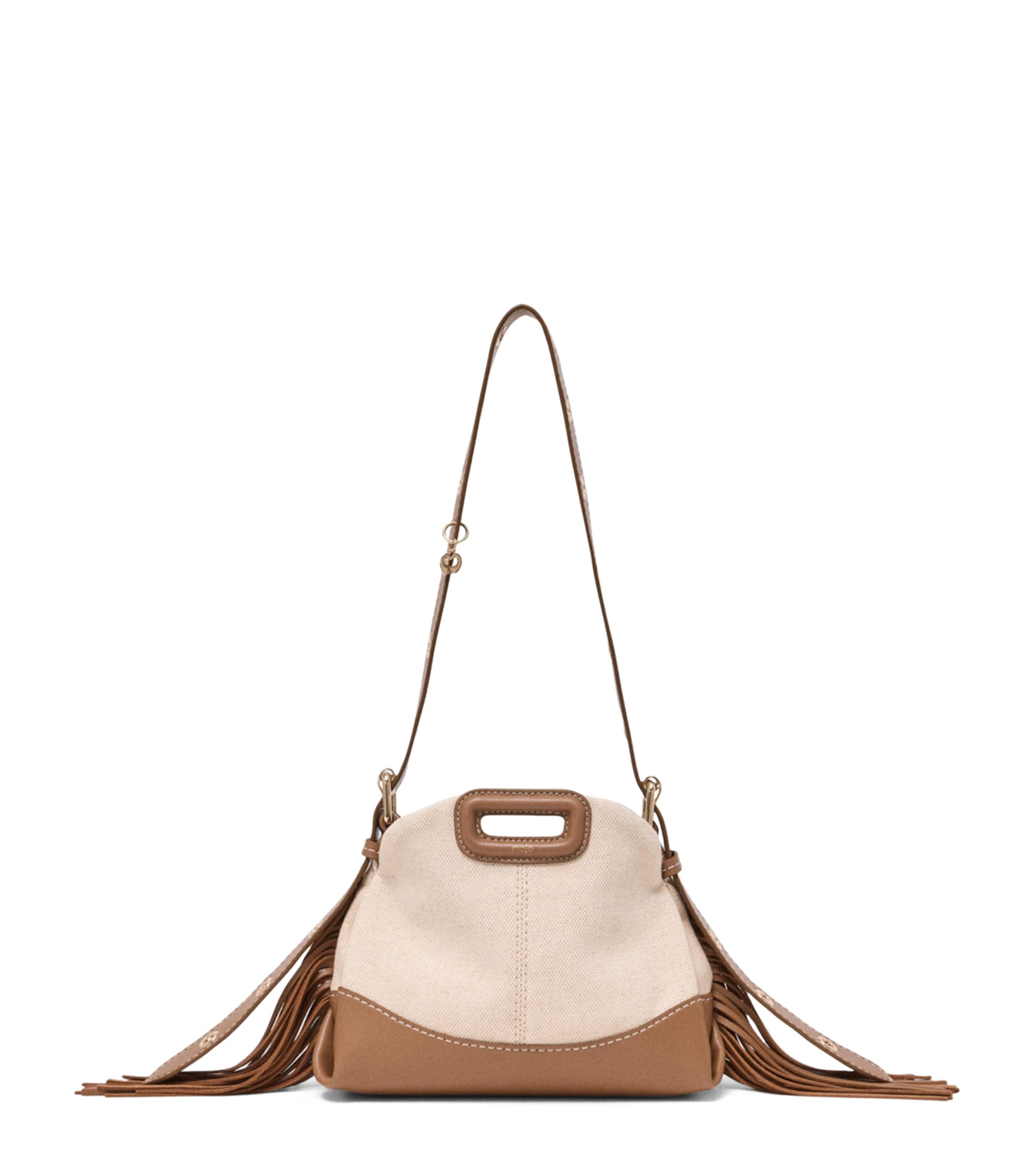 Maje Small Canvas Miss M Shoulder Bag Moka/white Image 1