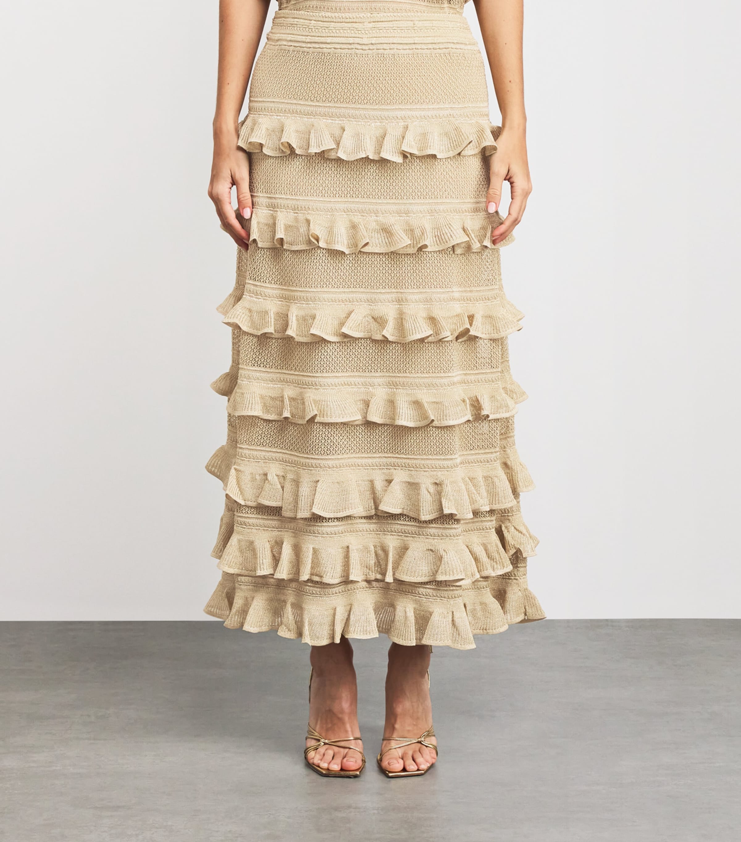 Knit Hypnotic Midi Skirt METGLD/METALLIC GOLD Image 3