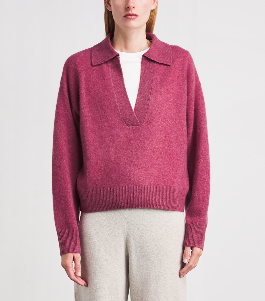 Le Kasha Womens Organic Cashmere Jacksob Polo Sweater Raspberry Image 4