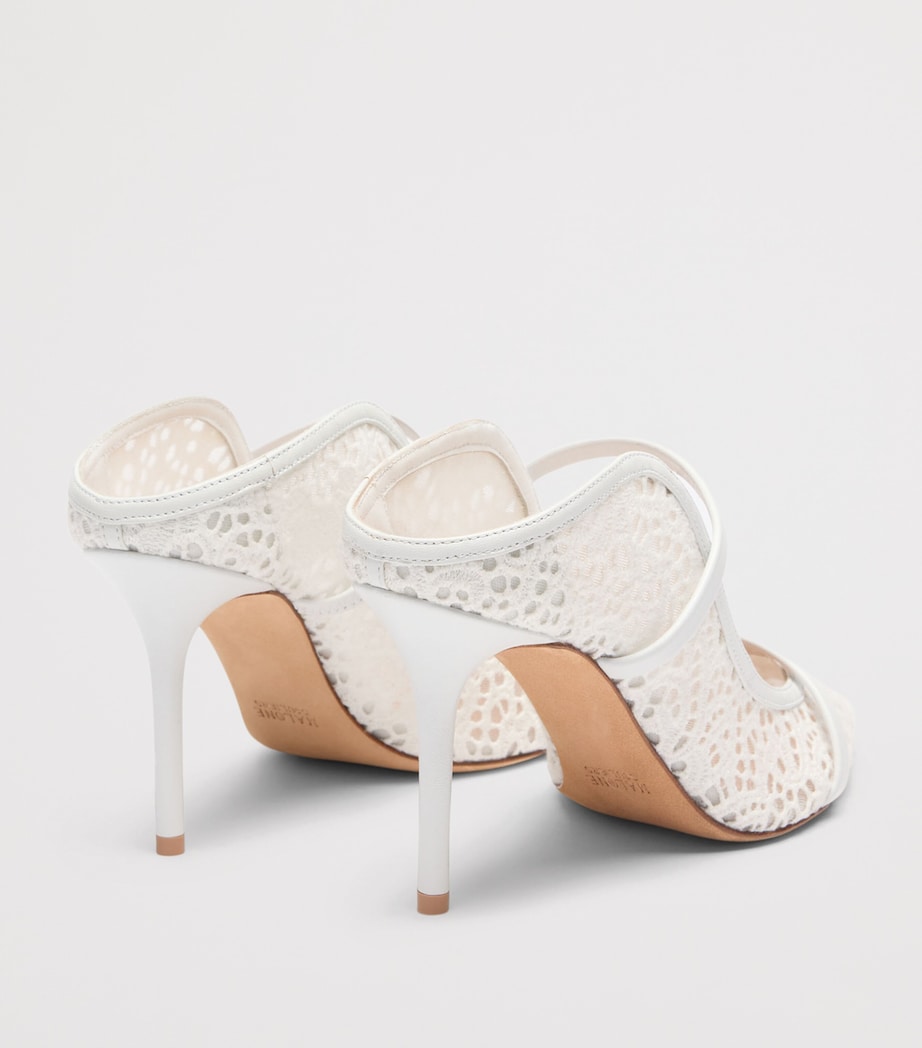 Malone Souliers Broderie and Mesh Maureen Heeled Mules 85 White Image 4