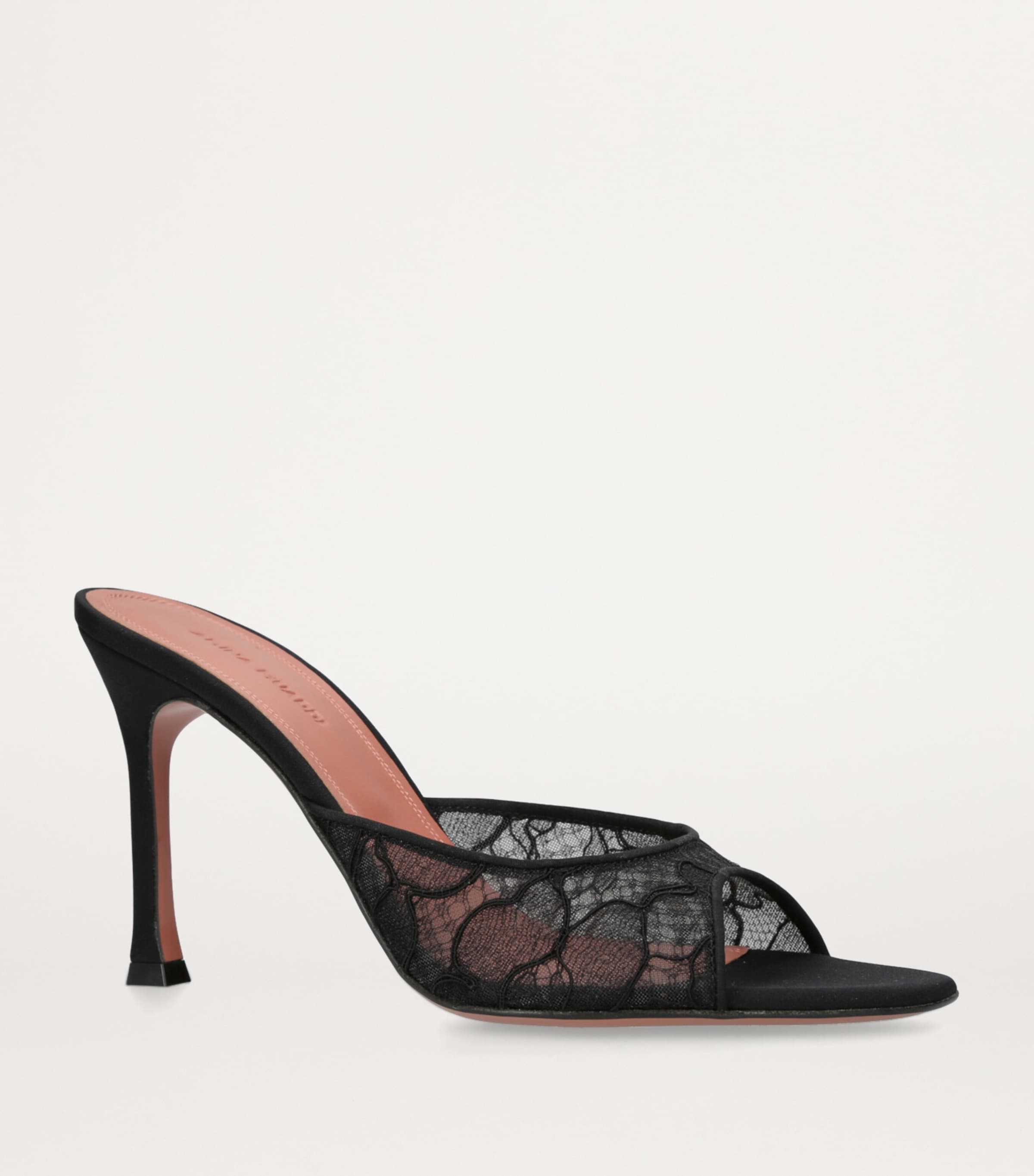 Amina Muaddi Lace Alexa Heeled Mules 95 Black Image 3