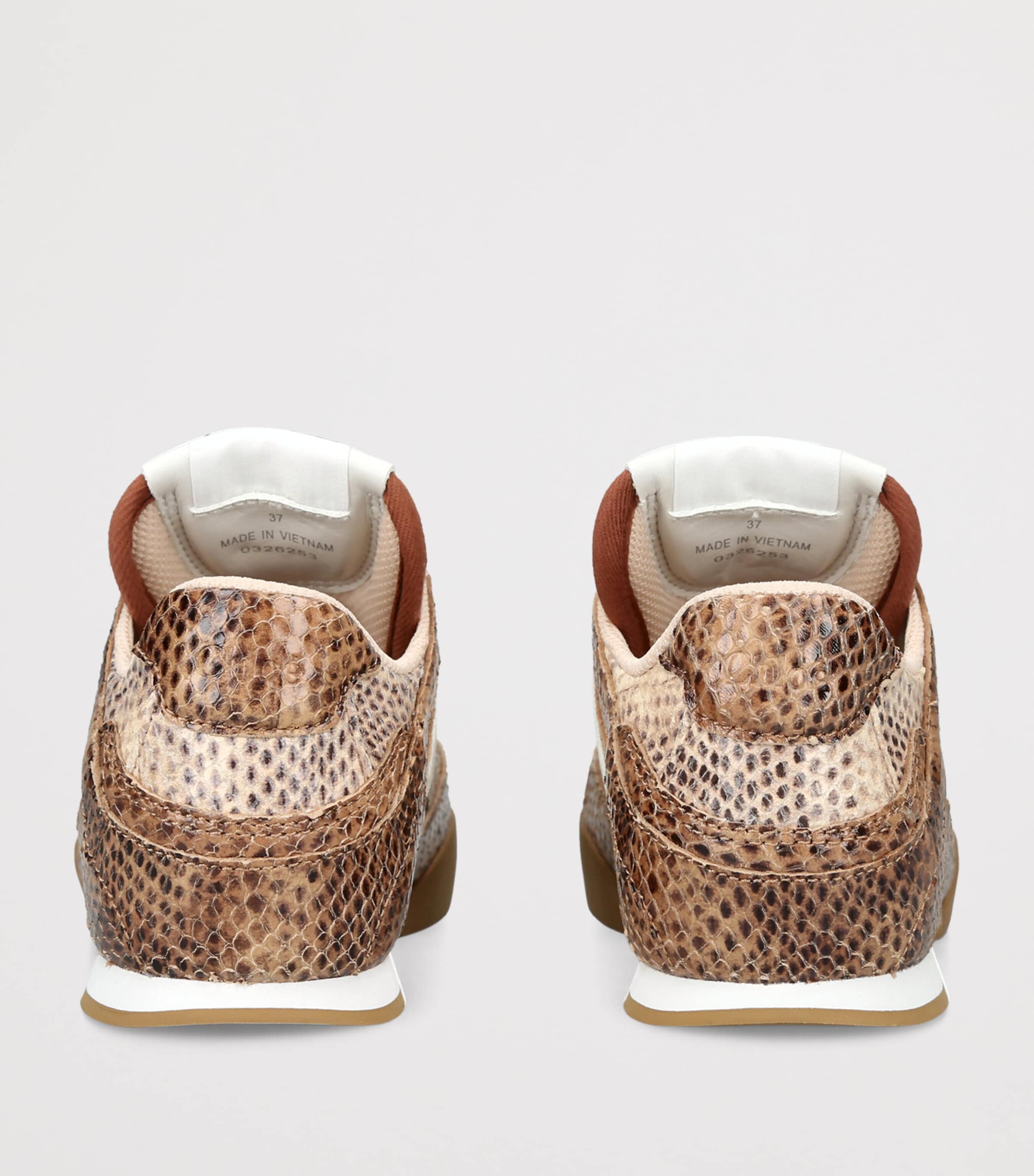 Chloé Brown Snake-Embossed Leather Kick Sneakers | Harrods US