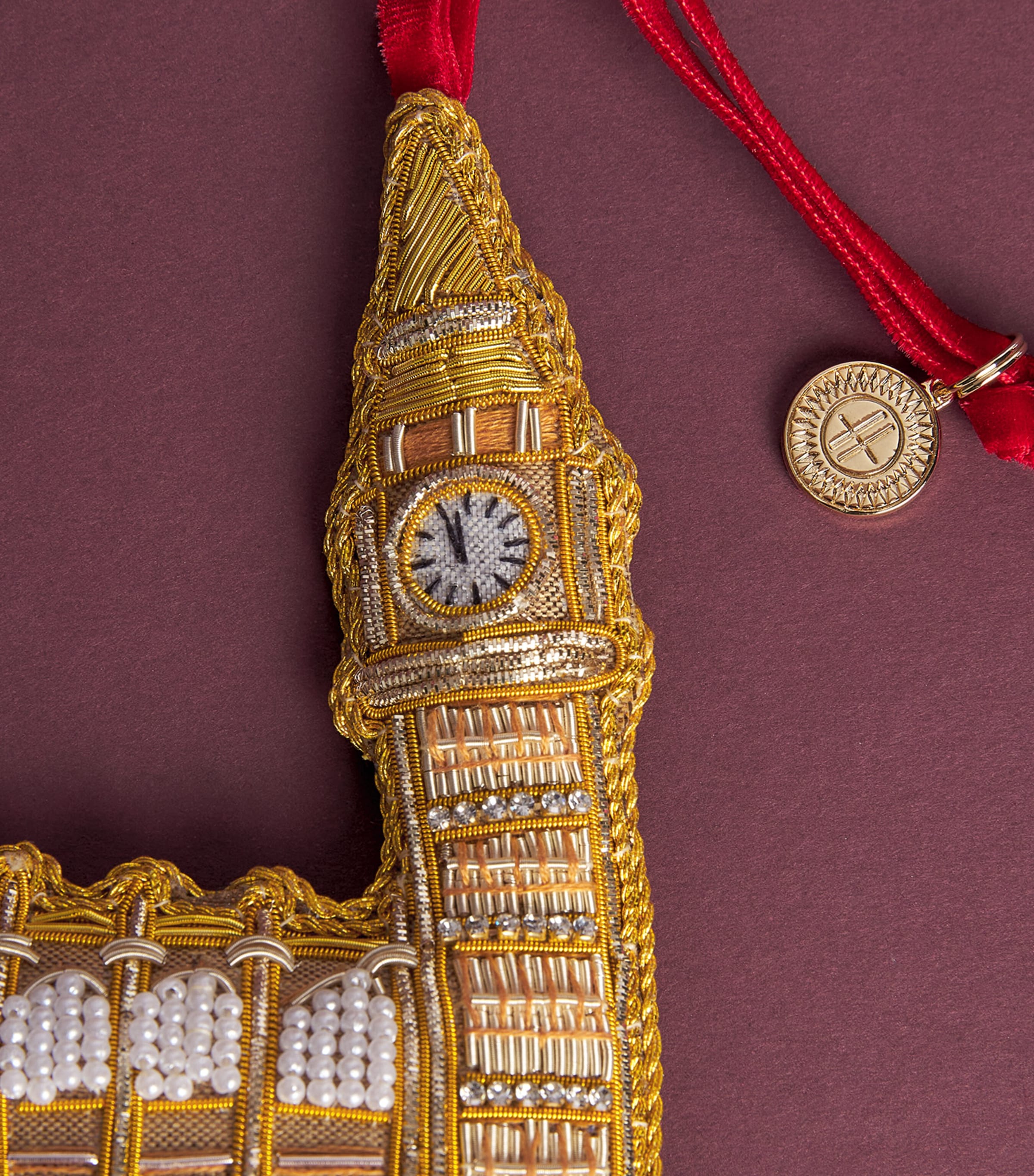 Harrods Embroidered Big Ben Tree Decoration Image 2