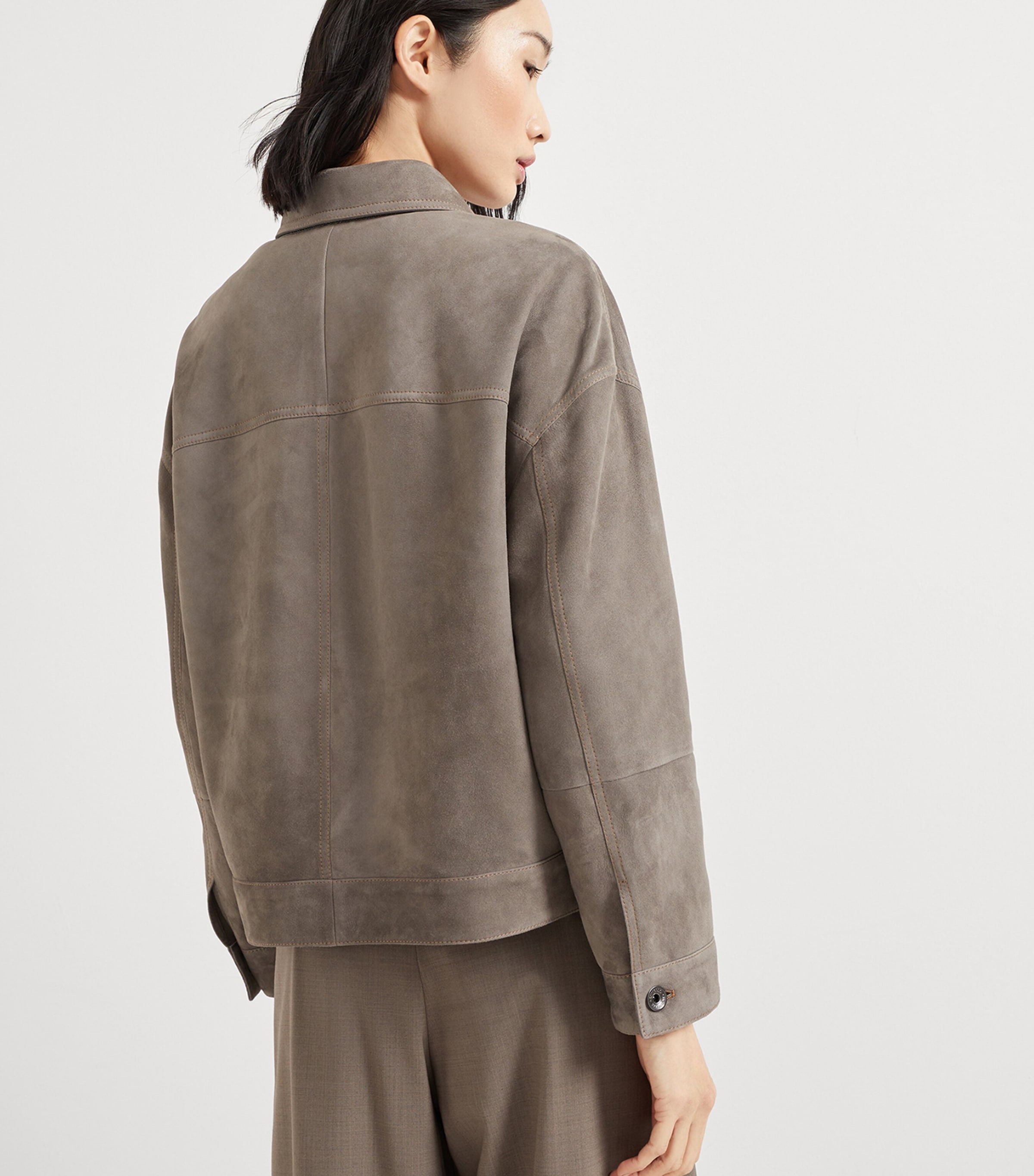 ジャケット BRUNELLO CUCINELLI Couture suede outerwear with jewellery Brunello Cucinelli Monili-Trim Double-Breasted Blazer
