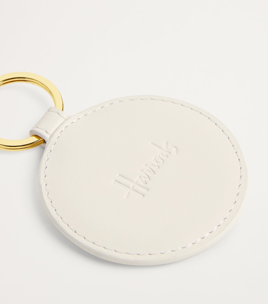 Harrods Smooth Leather Logo Keyring Birch Image 2