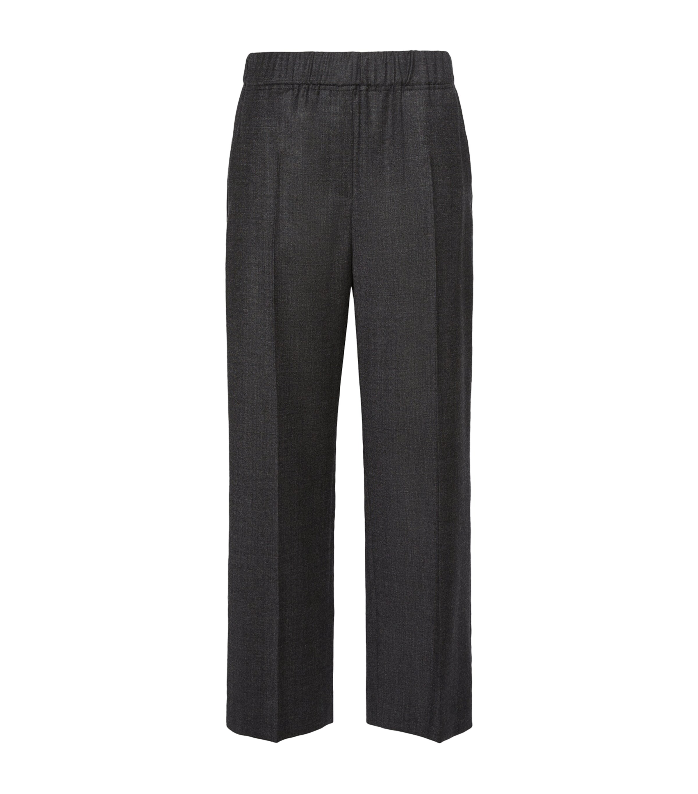 Weekend Max Mara Womens Virgin Wool-Blend Elasticated Trousers Dark Grey Image 1
