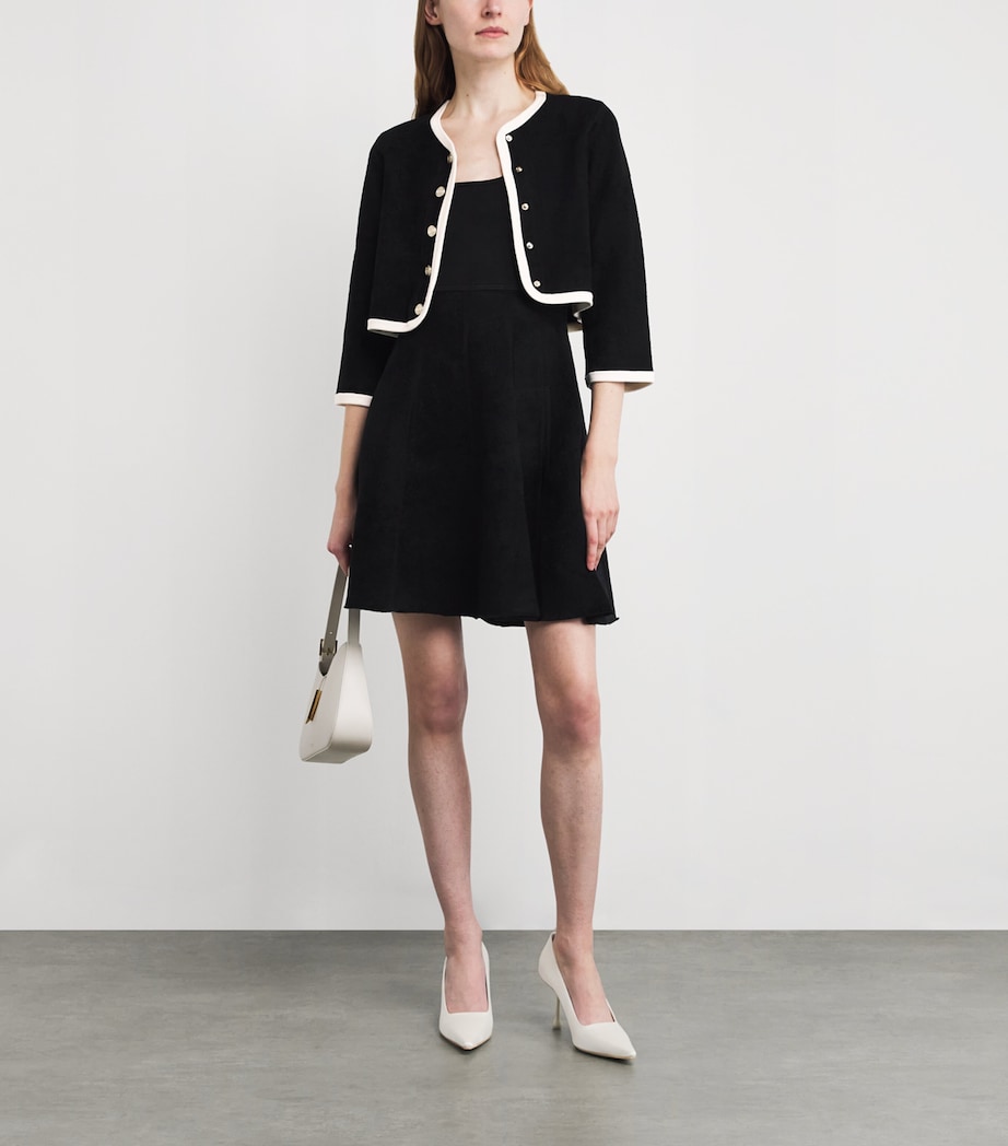 Knitted Cardigan-Overlay Mini Dress BLACK Image 2