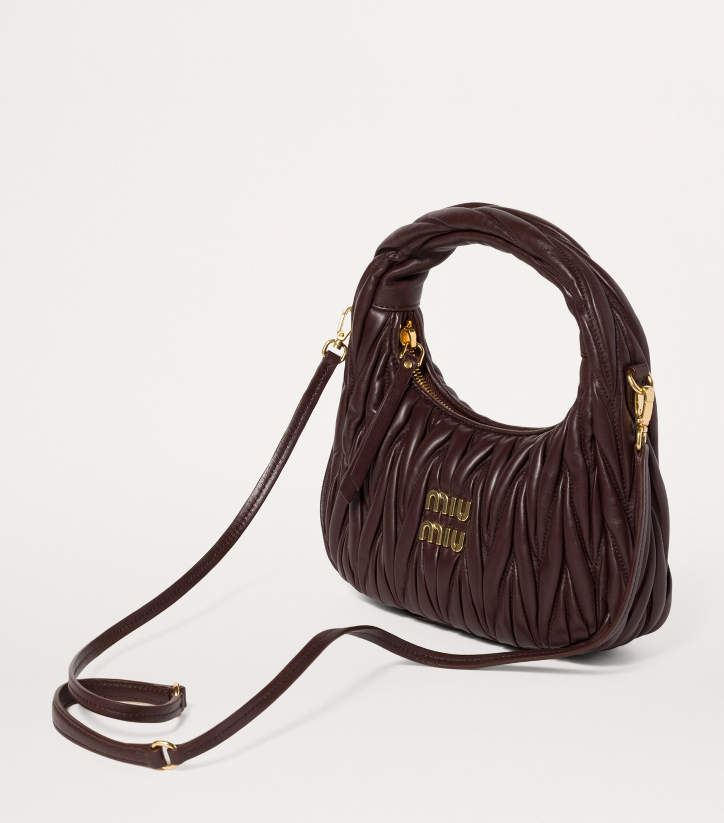 ハンドバッグ MIU MIU WANDER SMALL LEATHER HANDBAG Wander Small matelassé leather shoulder bag in silver - Miu