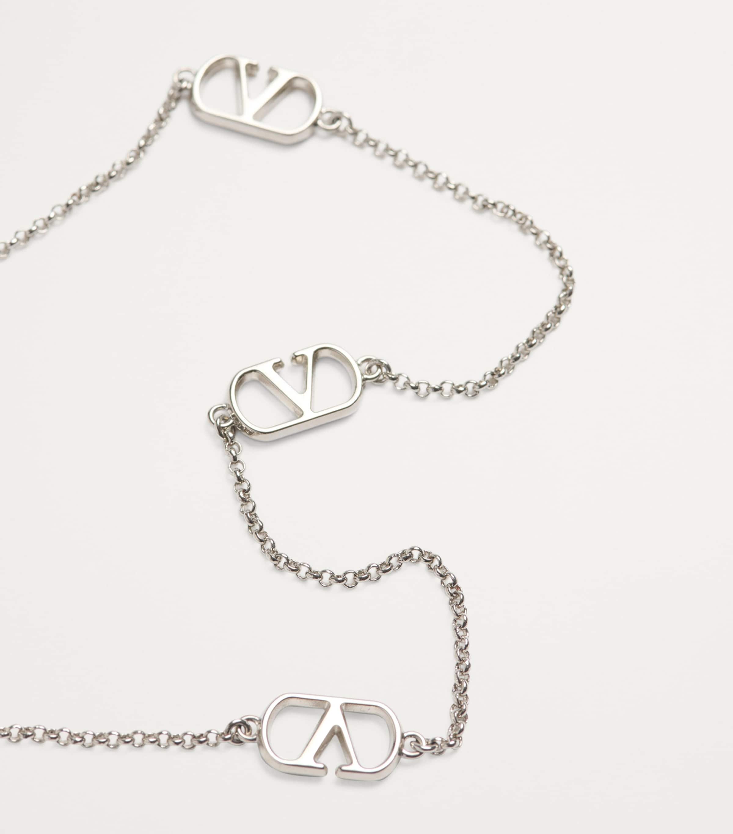 VALENTINO GARAVANI DOUBLE-LAYERED VLOGO PEARL NECKLACE